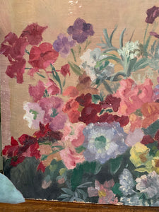 Small Vintage Floral Oil on Board