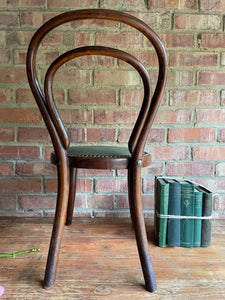 Little Bentwood Chair with Studded Green Velvet Seat