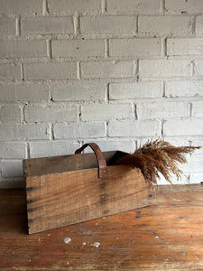 Wooden Trug with Leather Handle