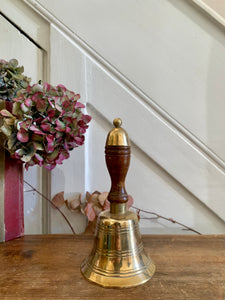 Medium Vintage Brass Handbell with Wooden Handle