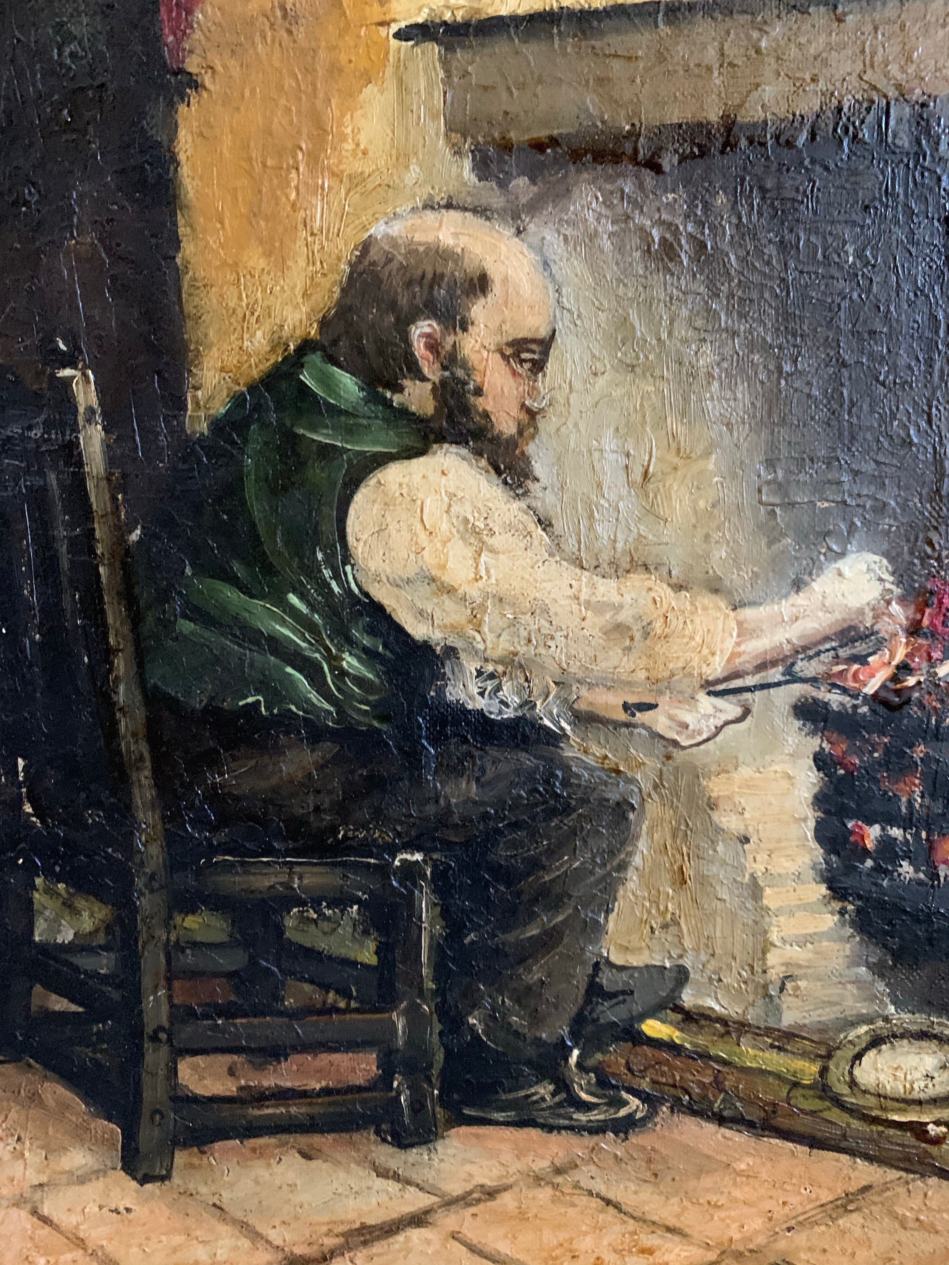 Sitting at the Fire-  Oil on Canvas
