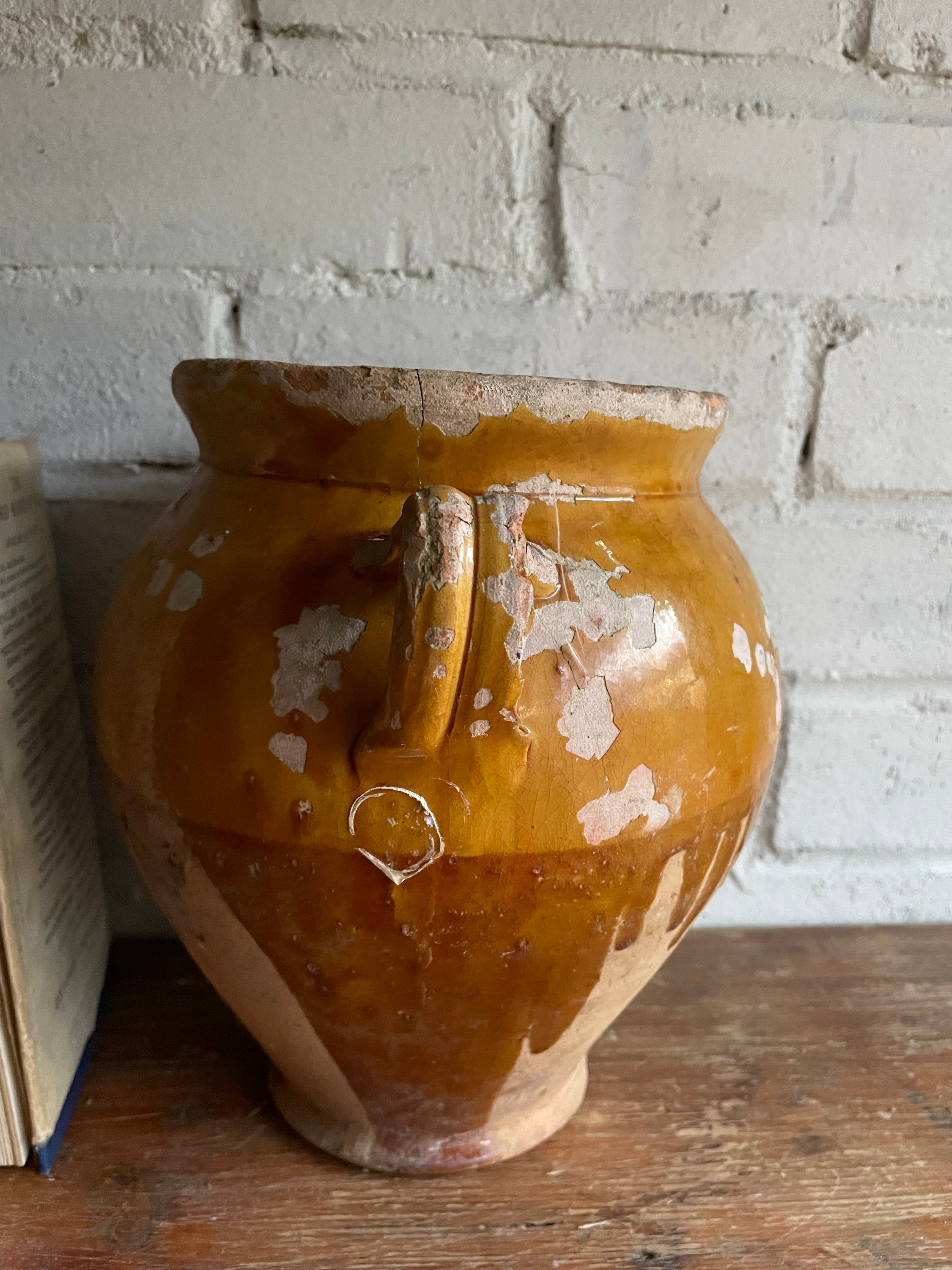 Small 19th Century French Yellow Confit Pot