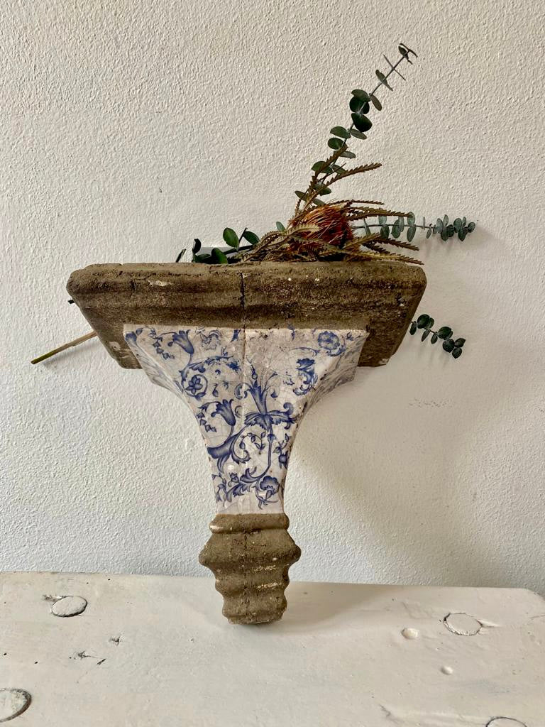 Antique Stone & Ceramic Sconce