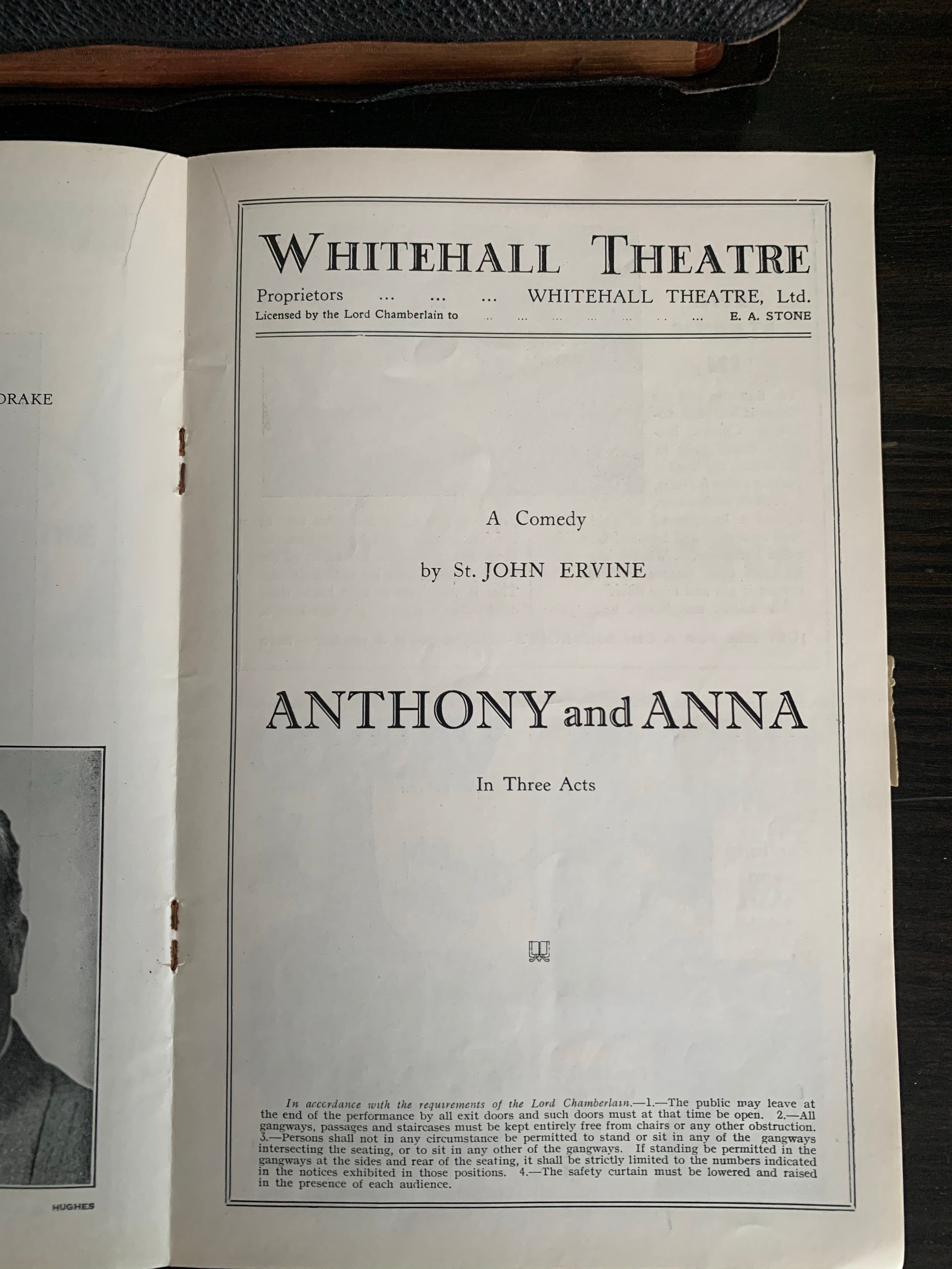 1930s Theatre Programme
