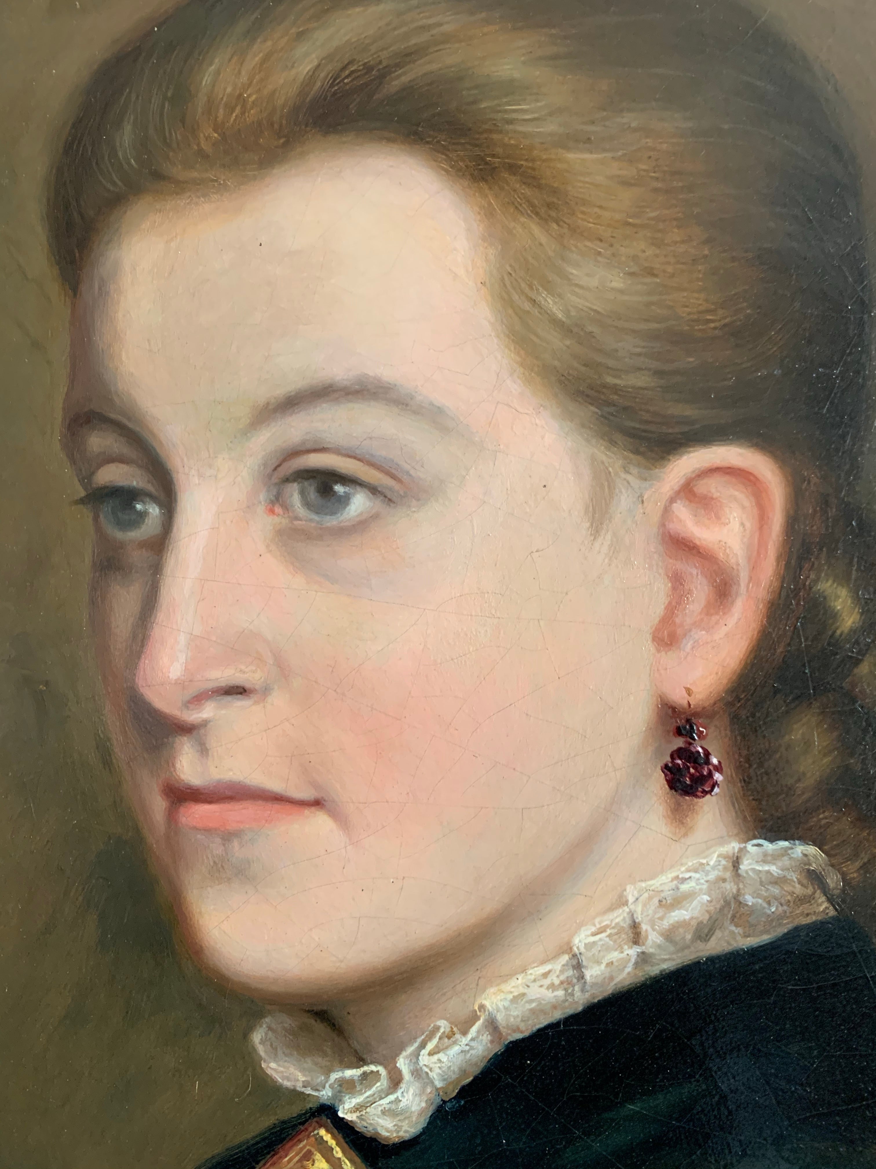 Portrait of a Lady: 19th Century Oil Painting