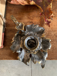 "Leaf" Gilt & Pewter Candleholder