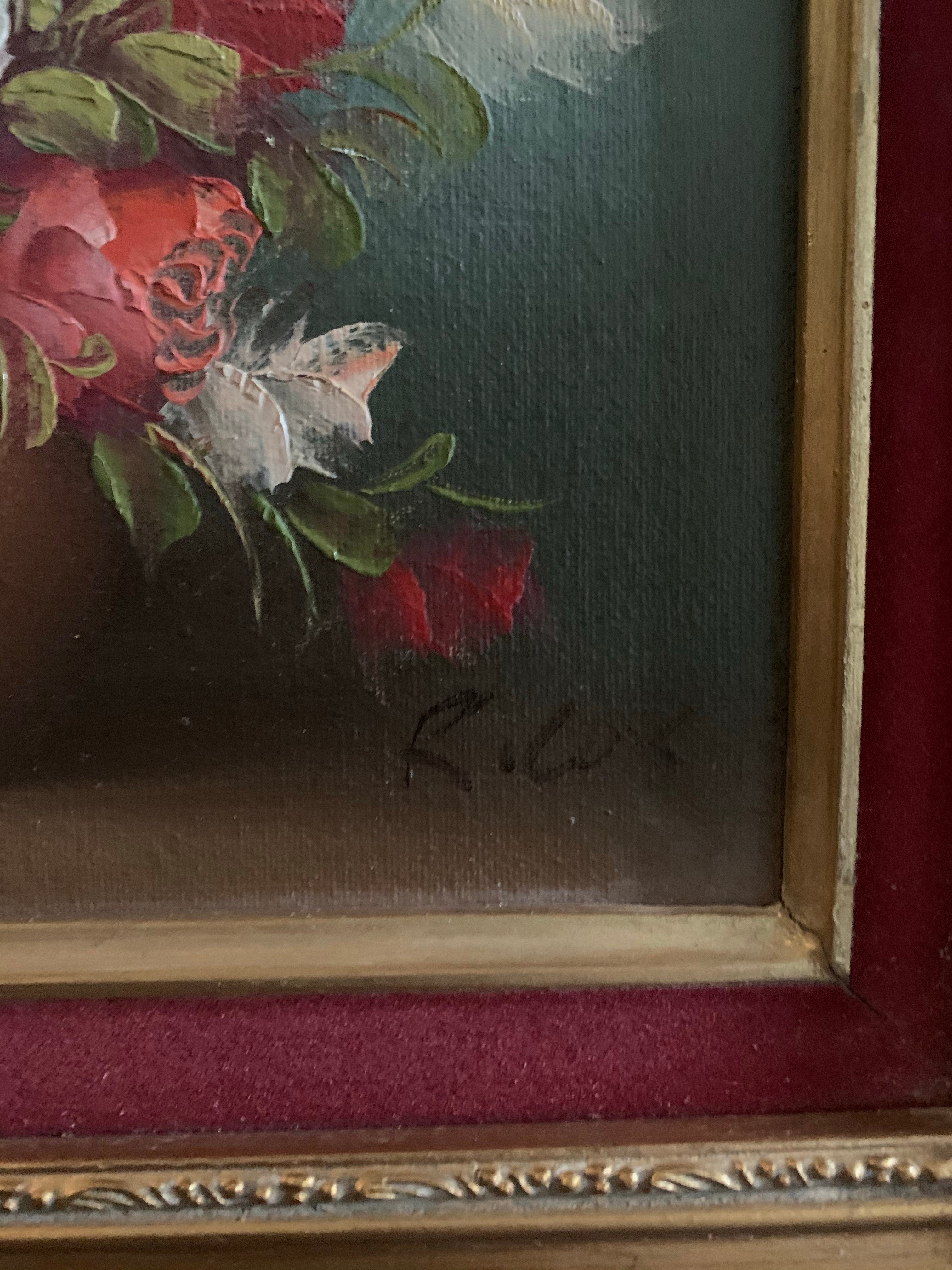 Small Floral Oil Painting with Gilt Frame