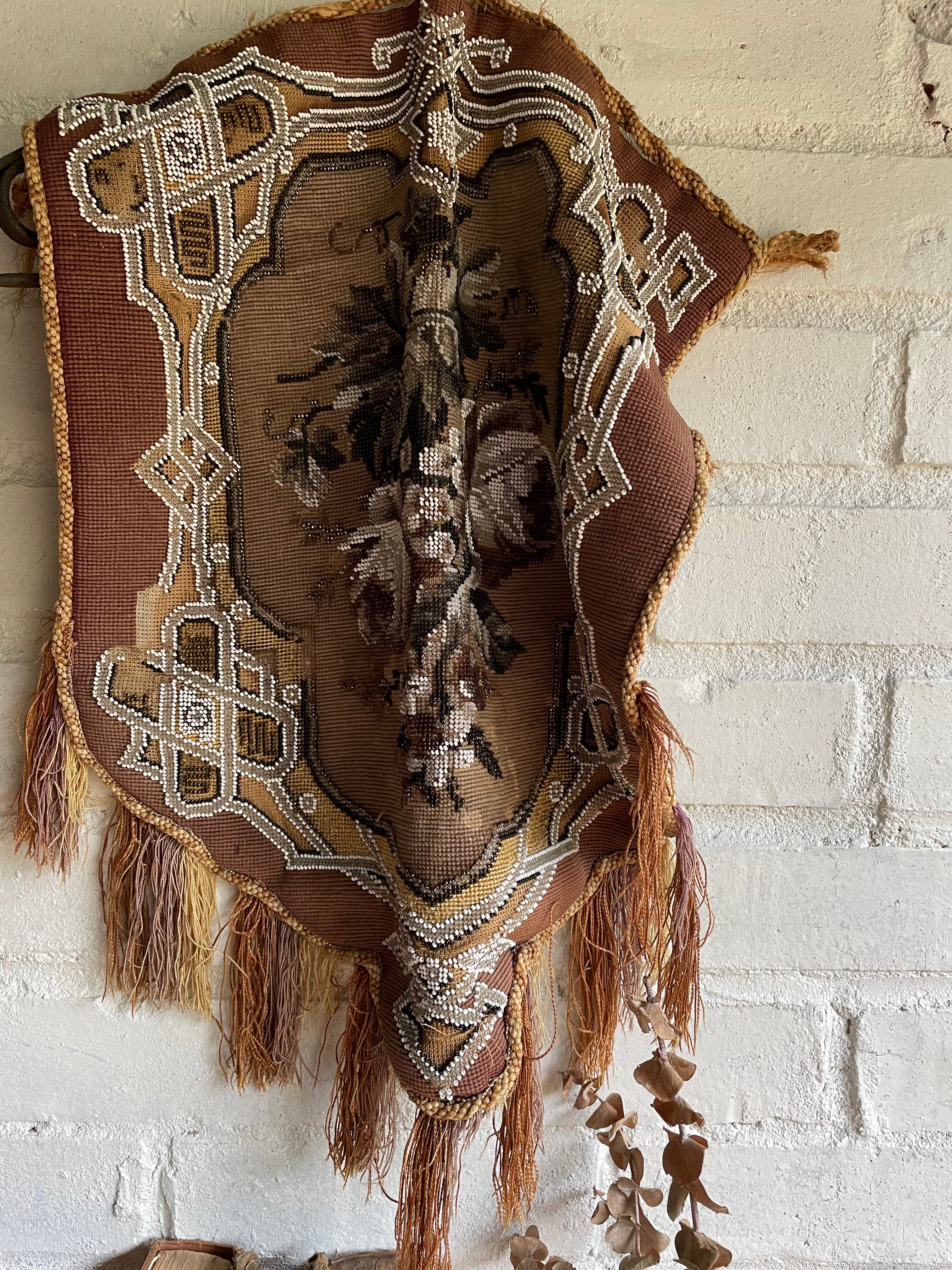 Victorian Beadwork Textile Shield