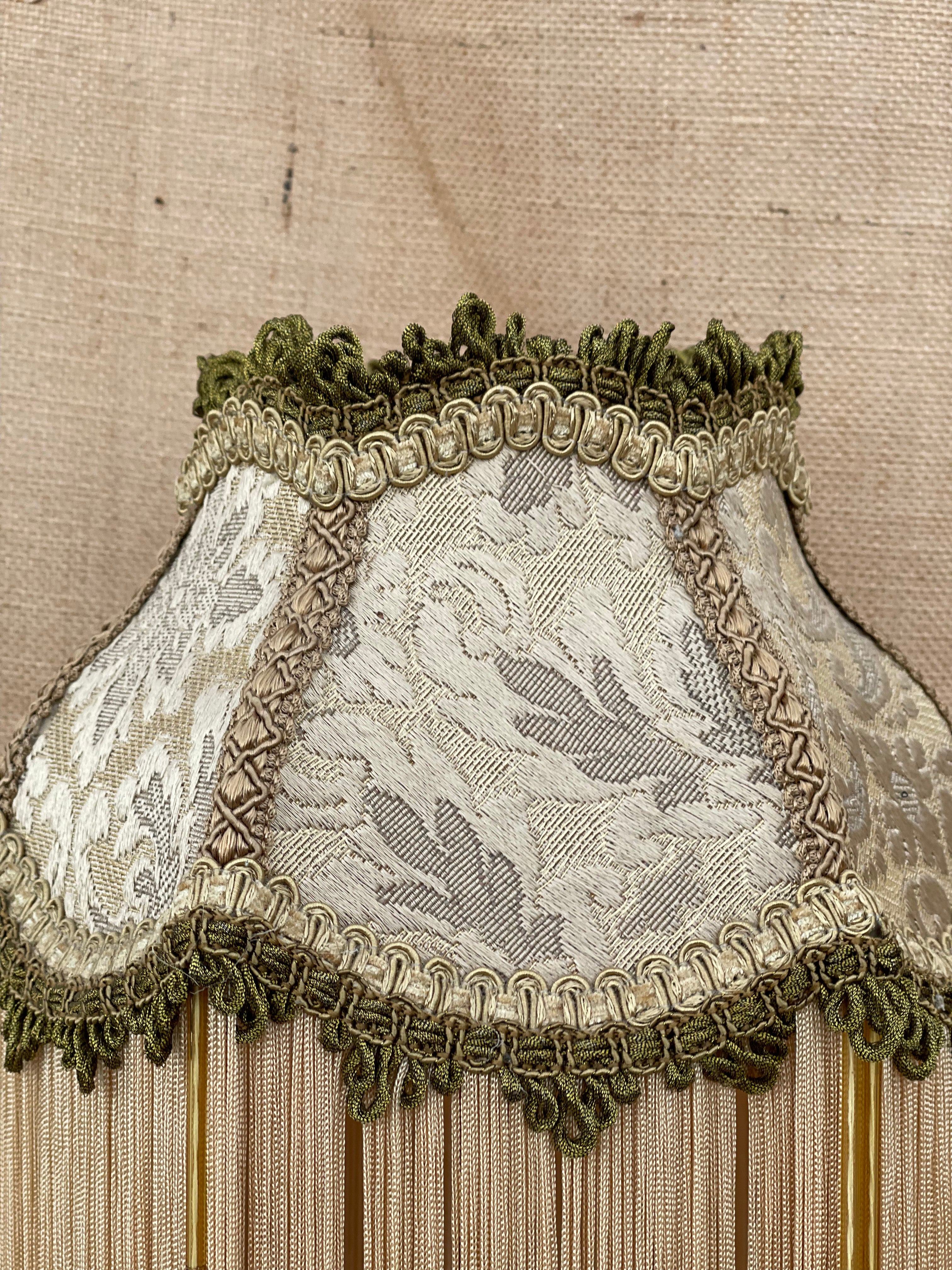 Antique Gold Lamp with Fringing & Tapestry