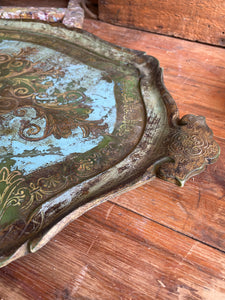 Large Green, Blue and Gold Florentine Tray