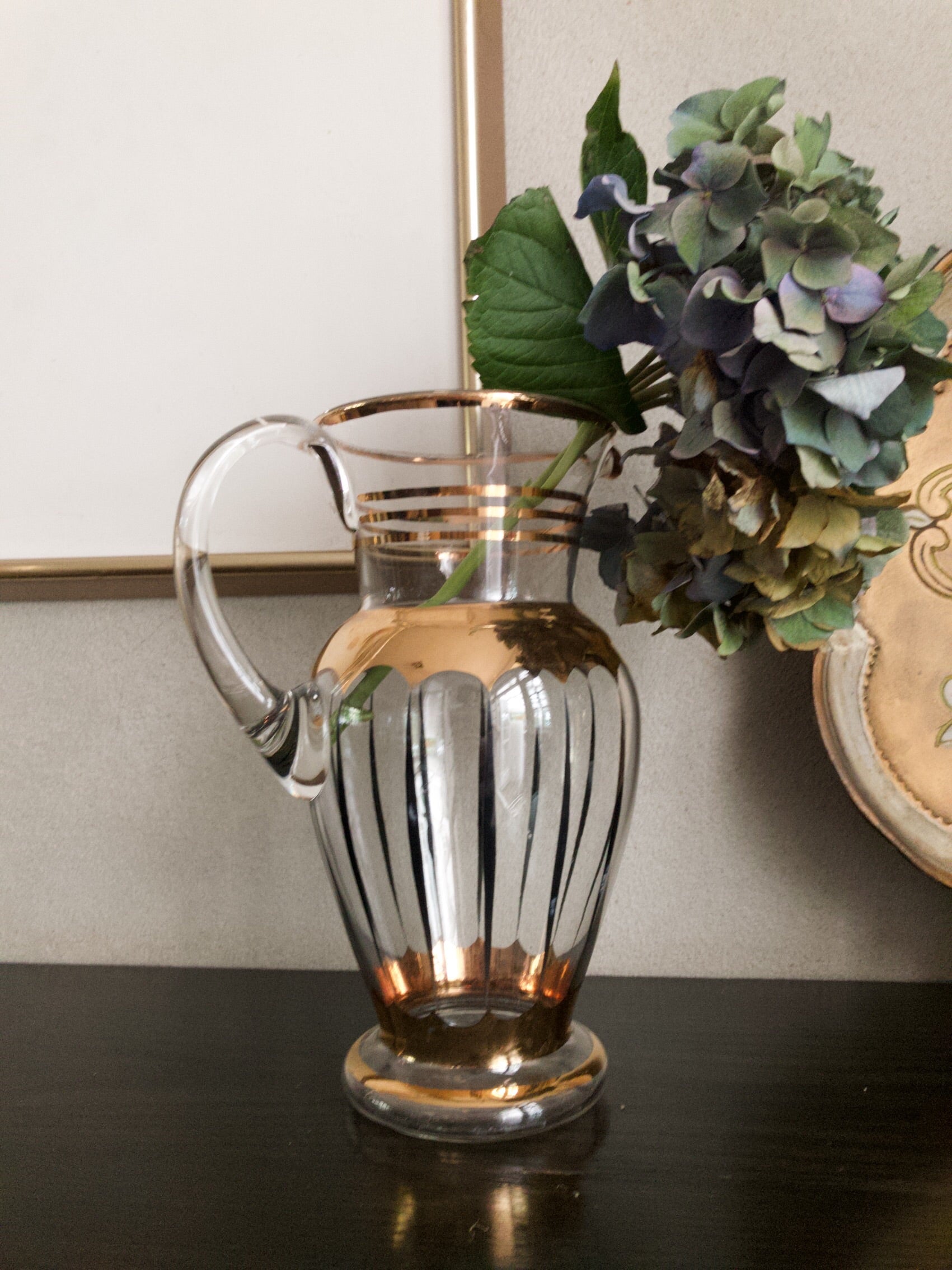 Midcentury Glass and Gold Jug
