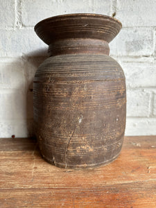 19th Century Tibetan Carved Wooden Curd Pot