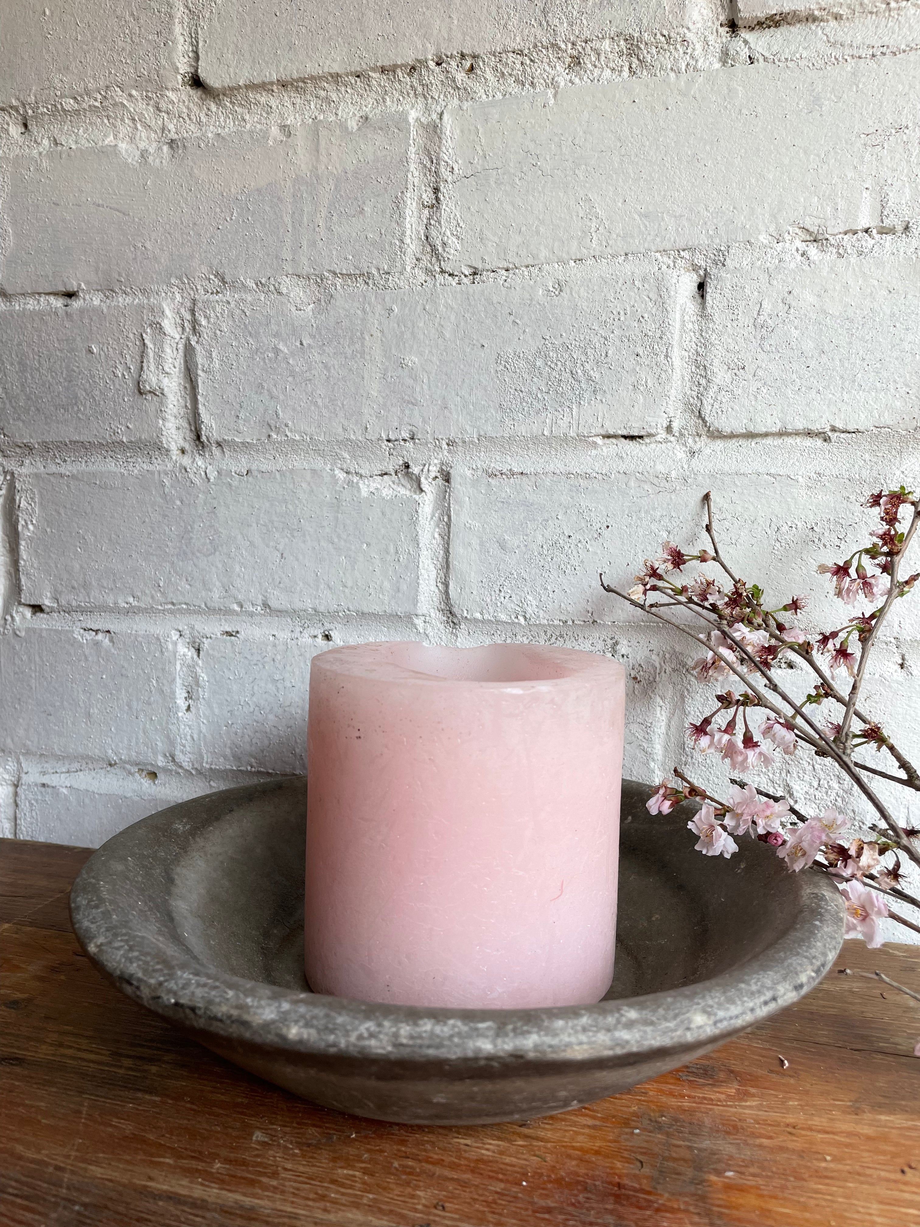 Antique Marble Stone Bowl: Grey Hues