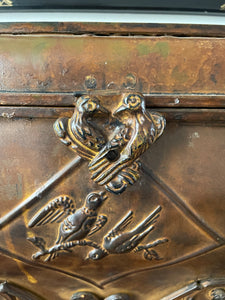 Large Metal Box with Bird Decoration