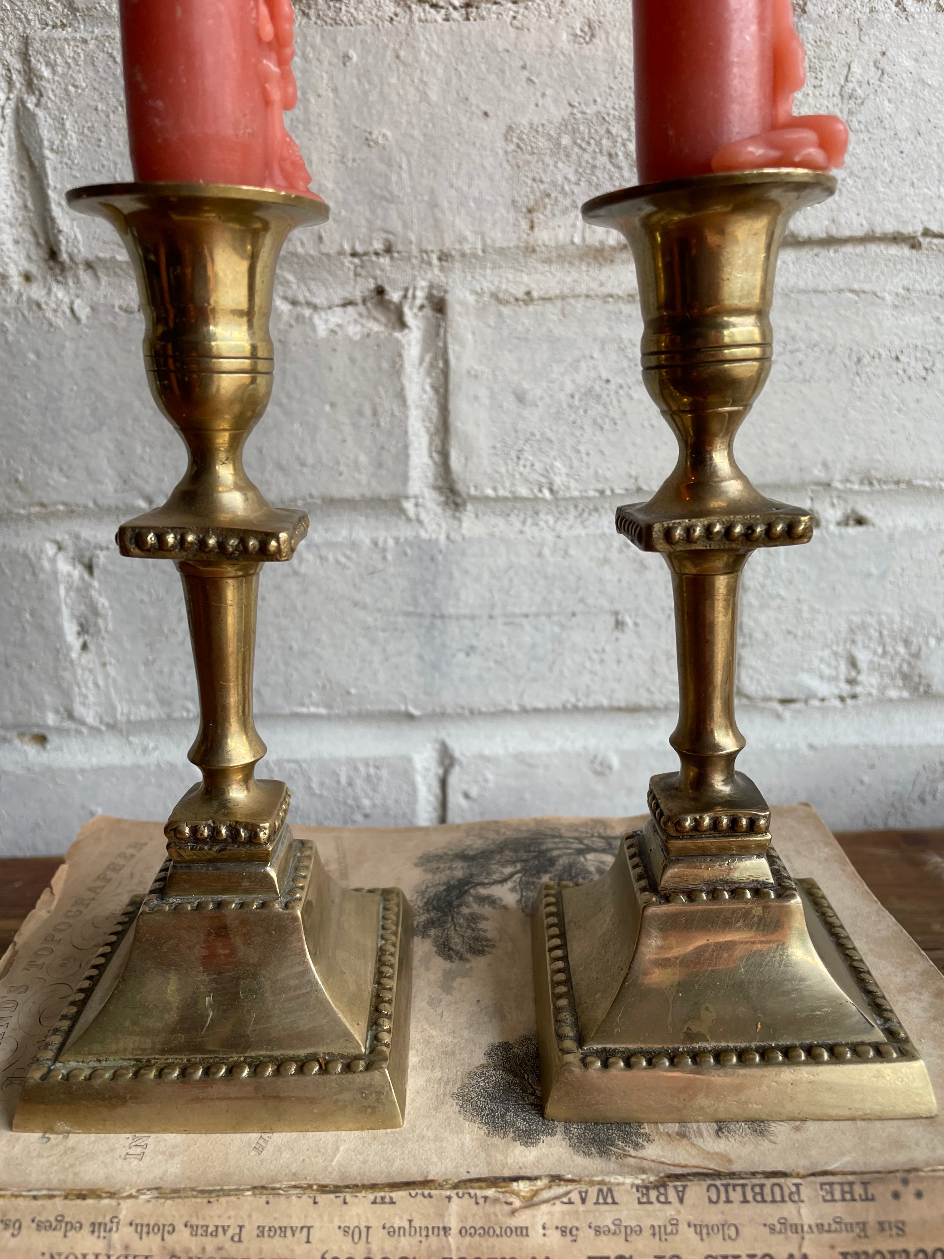 Small Vintage Brass Candlesticks