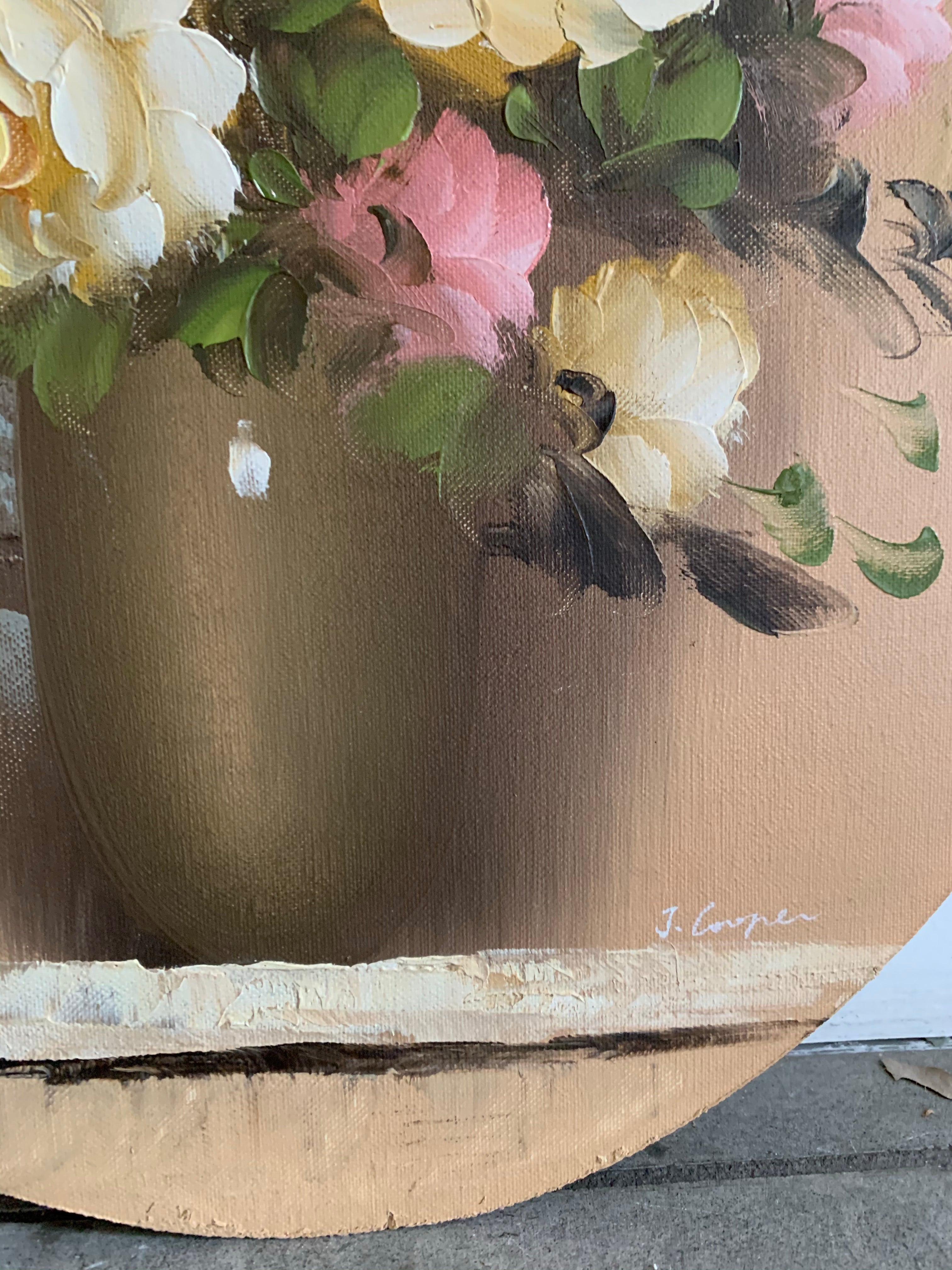 “Roses” Oil Painting on Oval Board