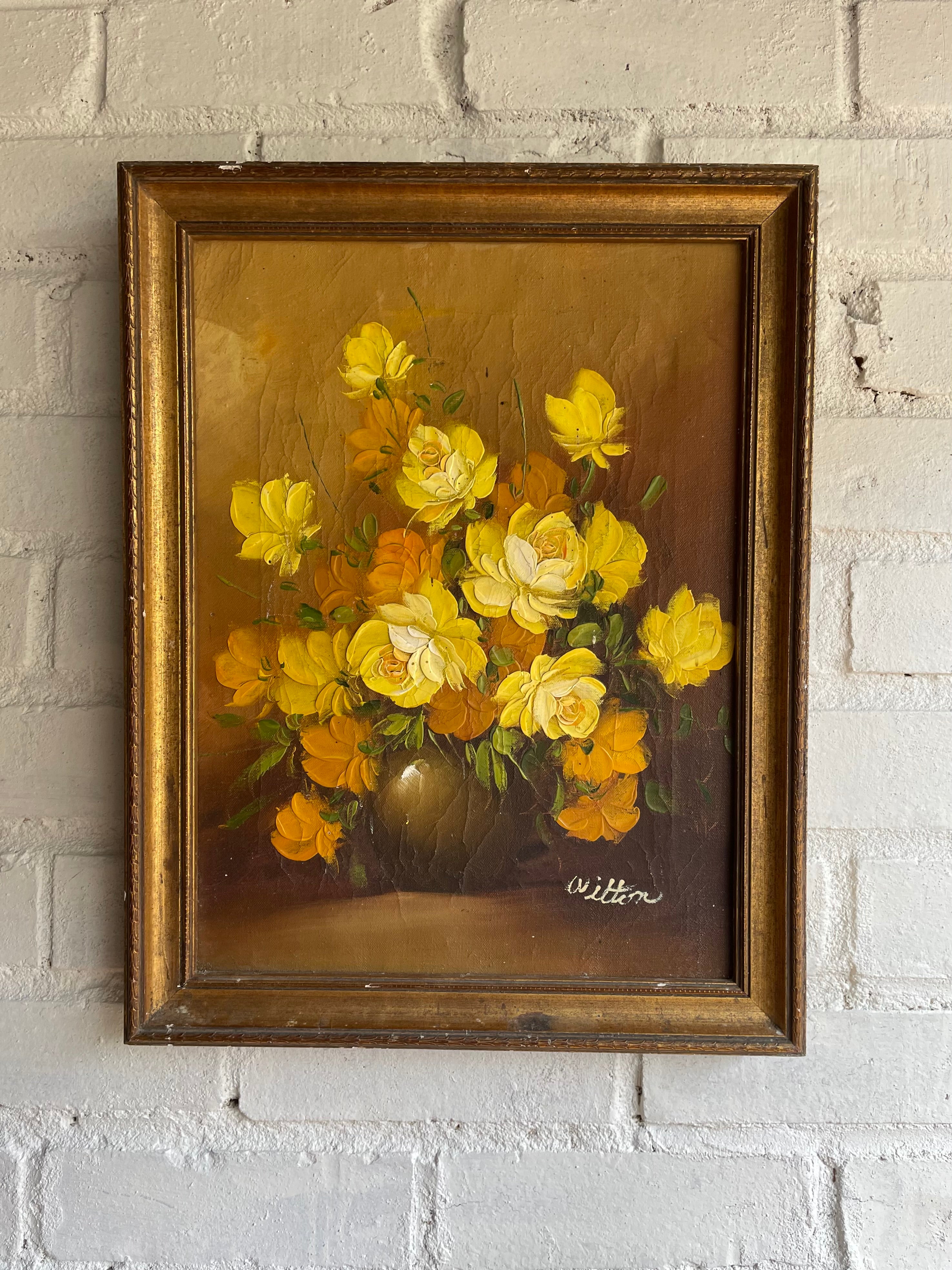 Small Floral Still-Life: oil on canvas signed