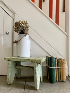 Small Rustic Mint Green Painted Stool