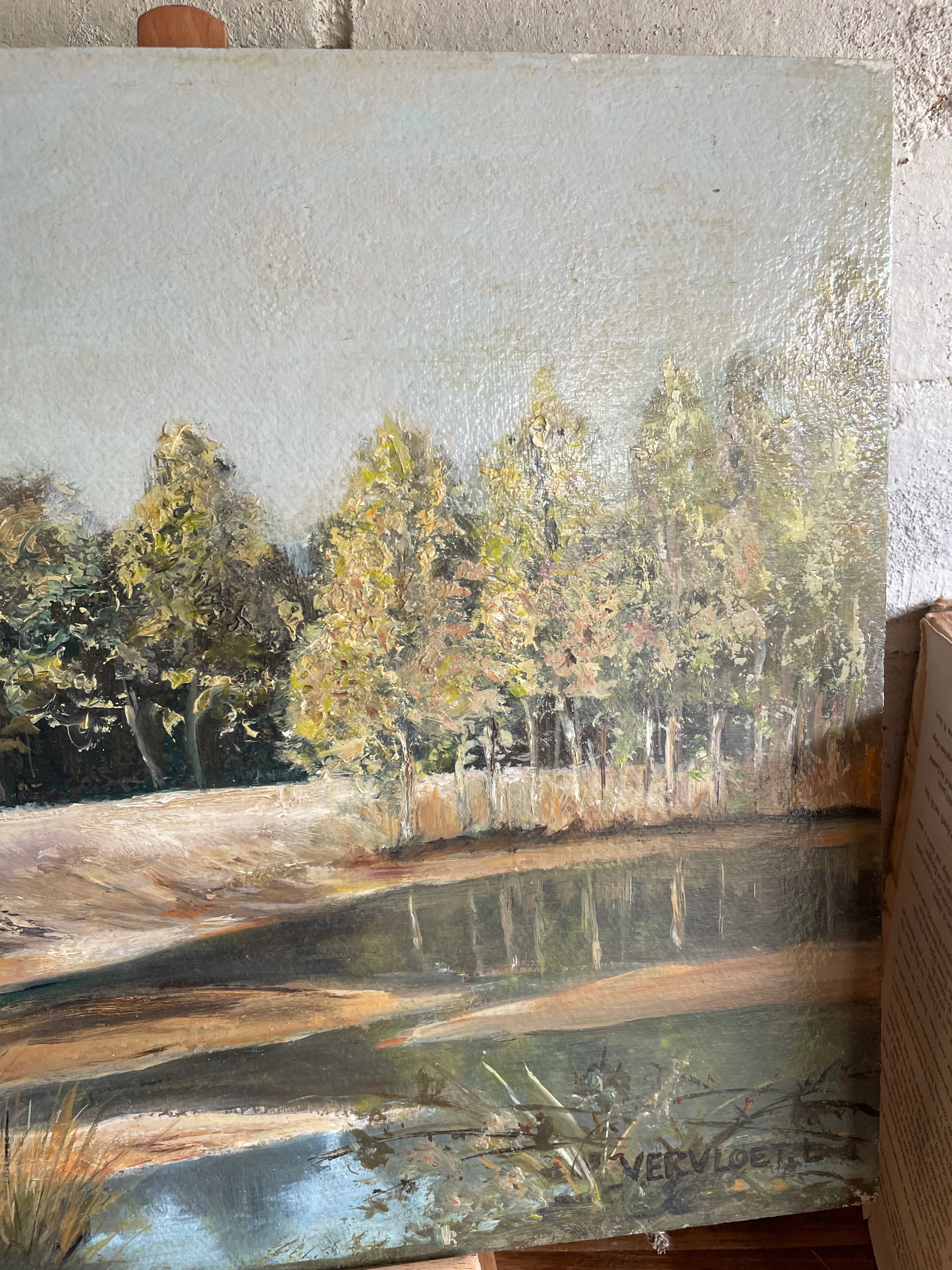 Antique landscape: Oil on Wood Board