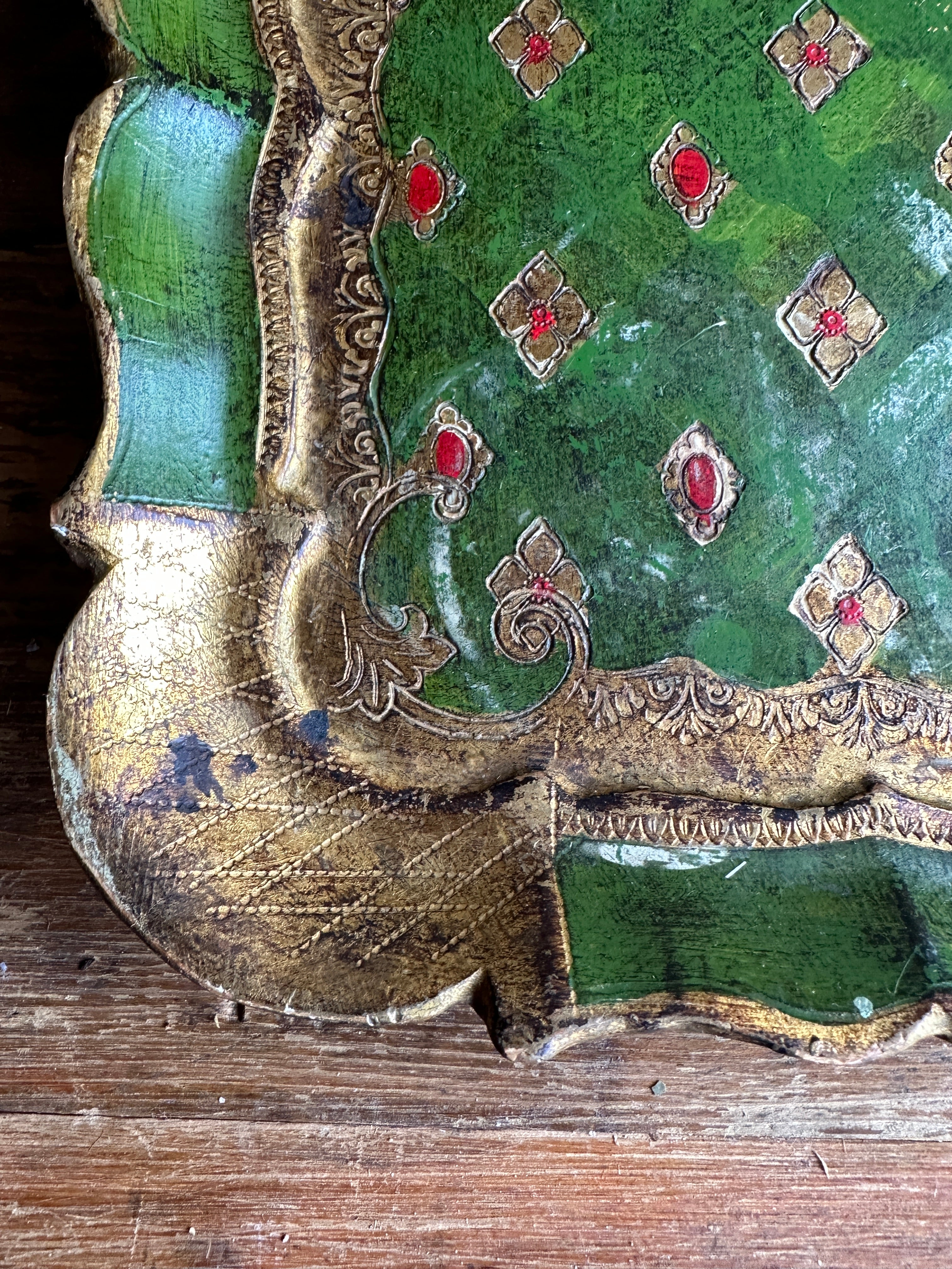 Small Green and Gold Florentine Tray