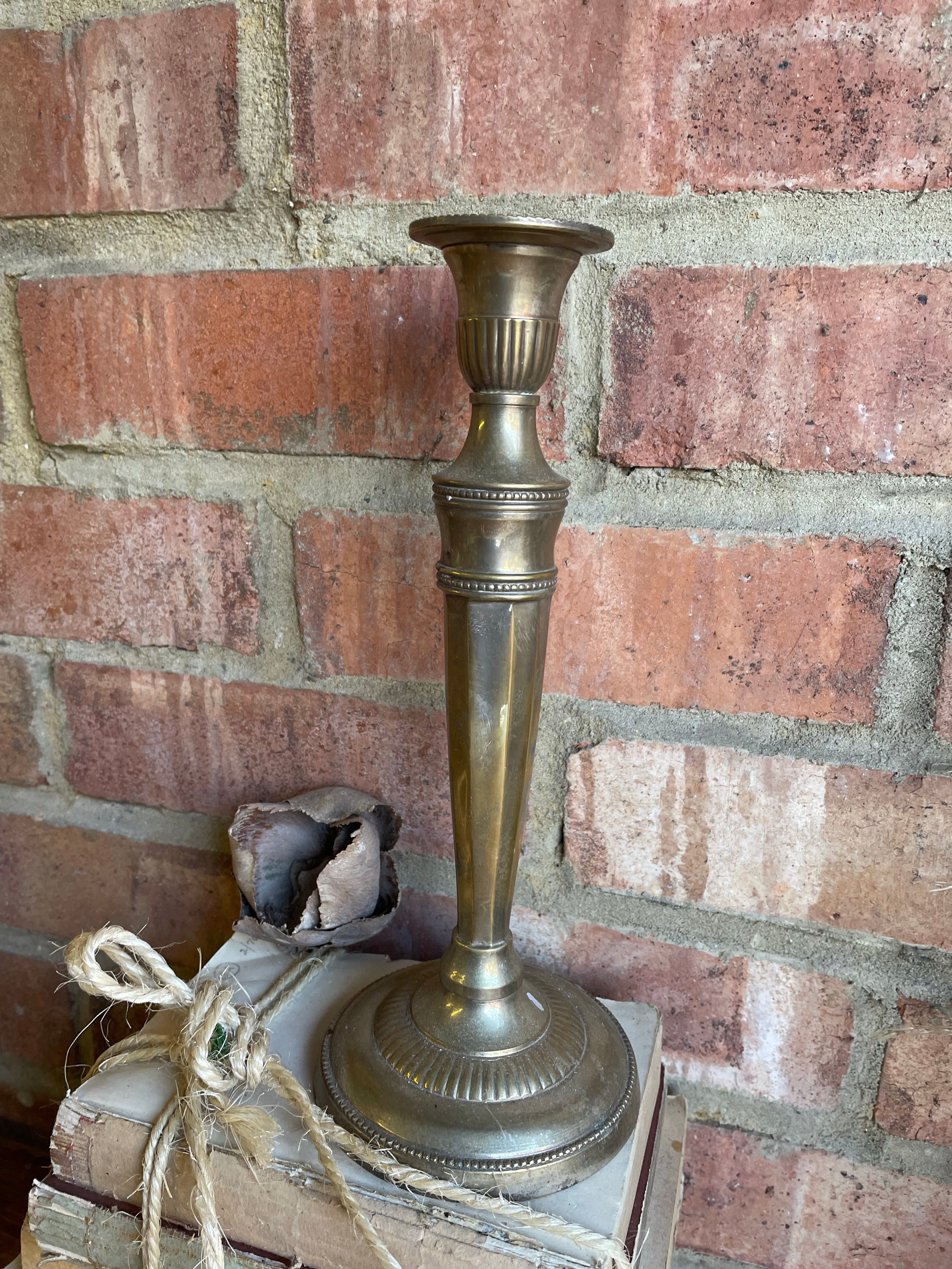 Tall Silver Plated Tapered Candlestick