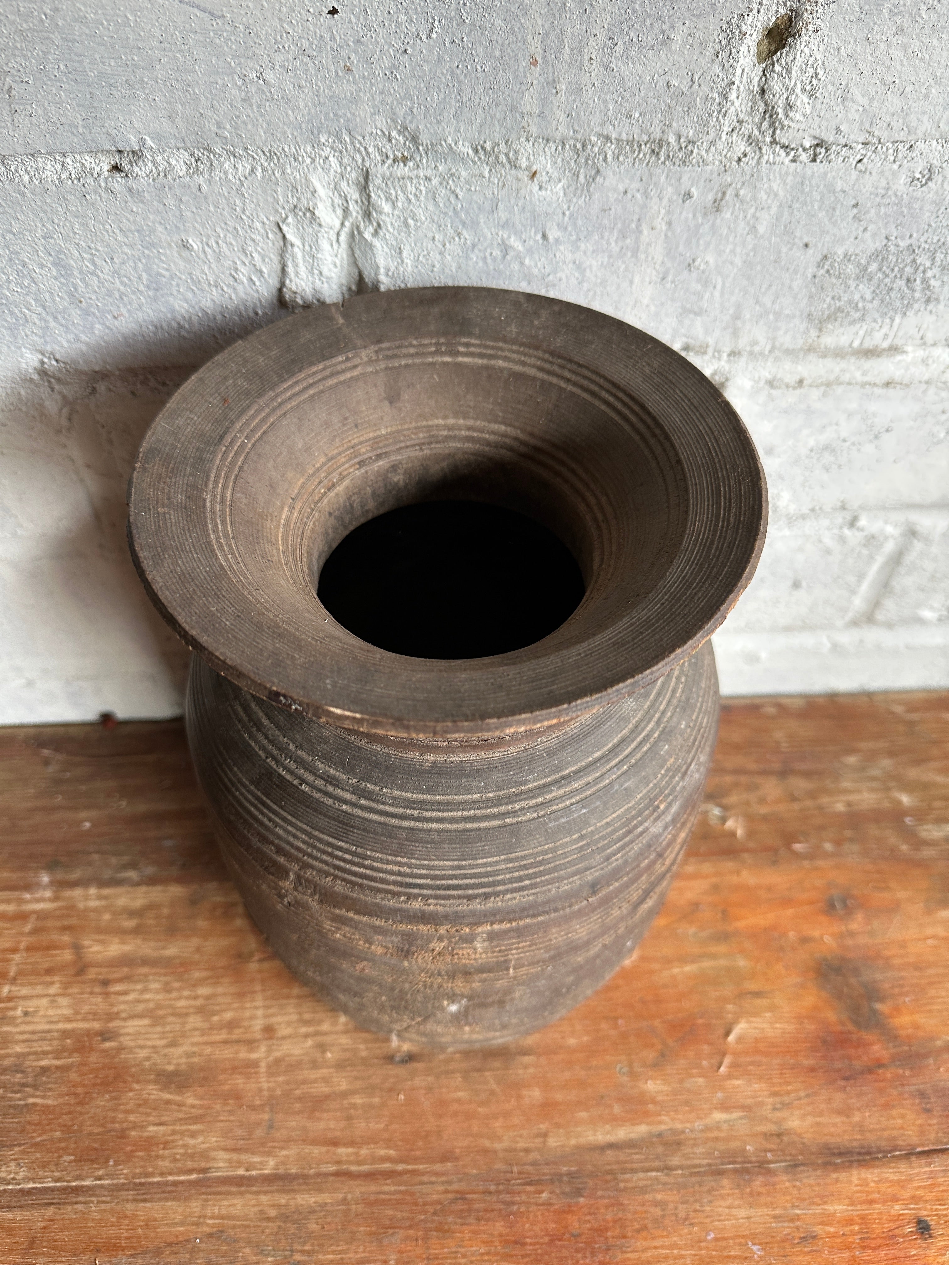 19th Century Tibetan Carved Wooden Curd Pot