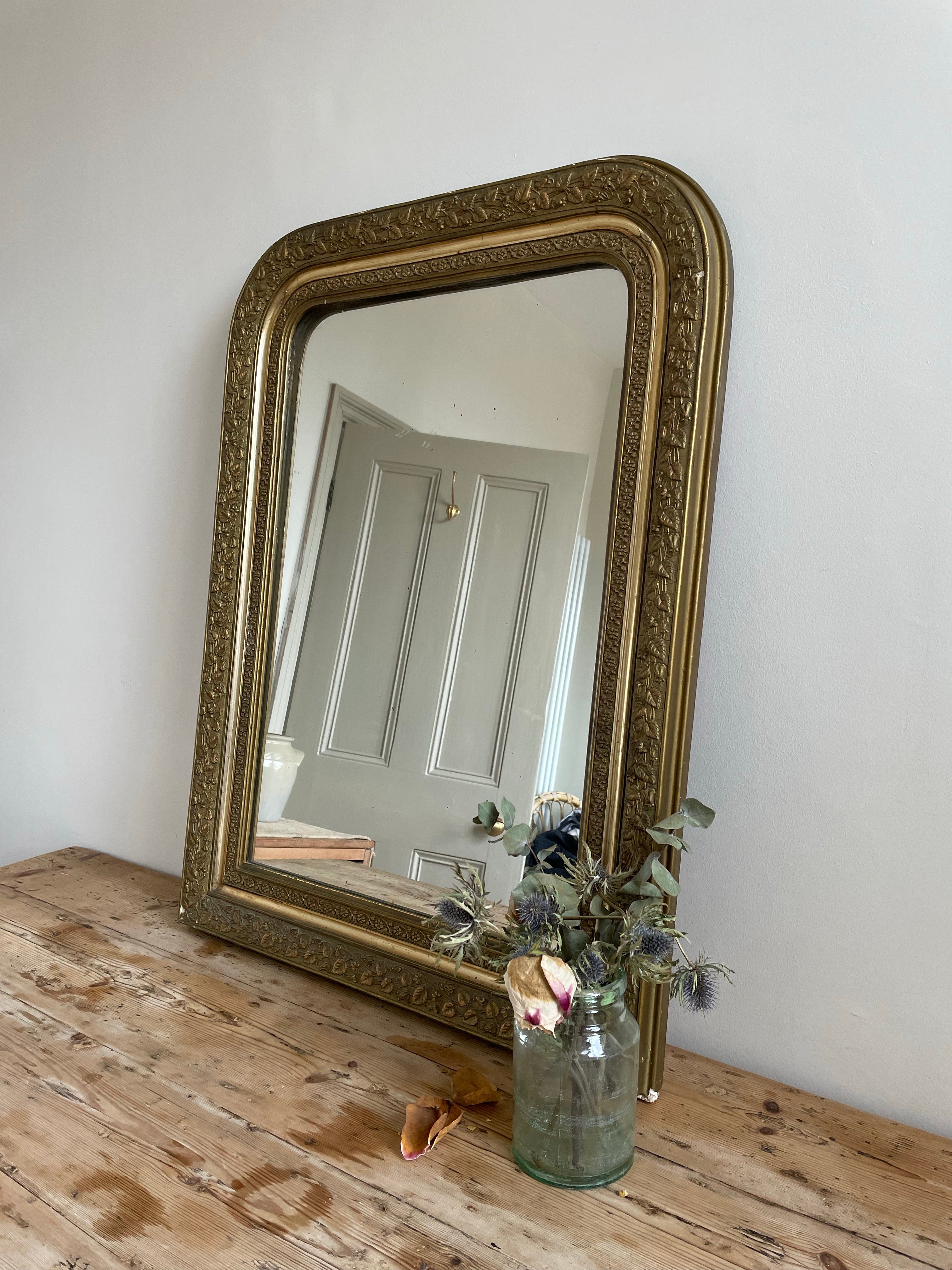 Large Antique French Gilt Mirror