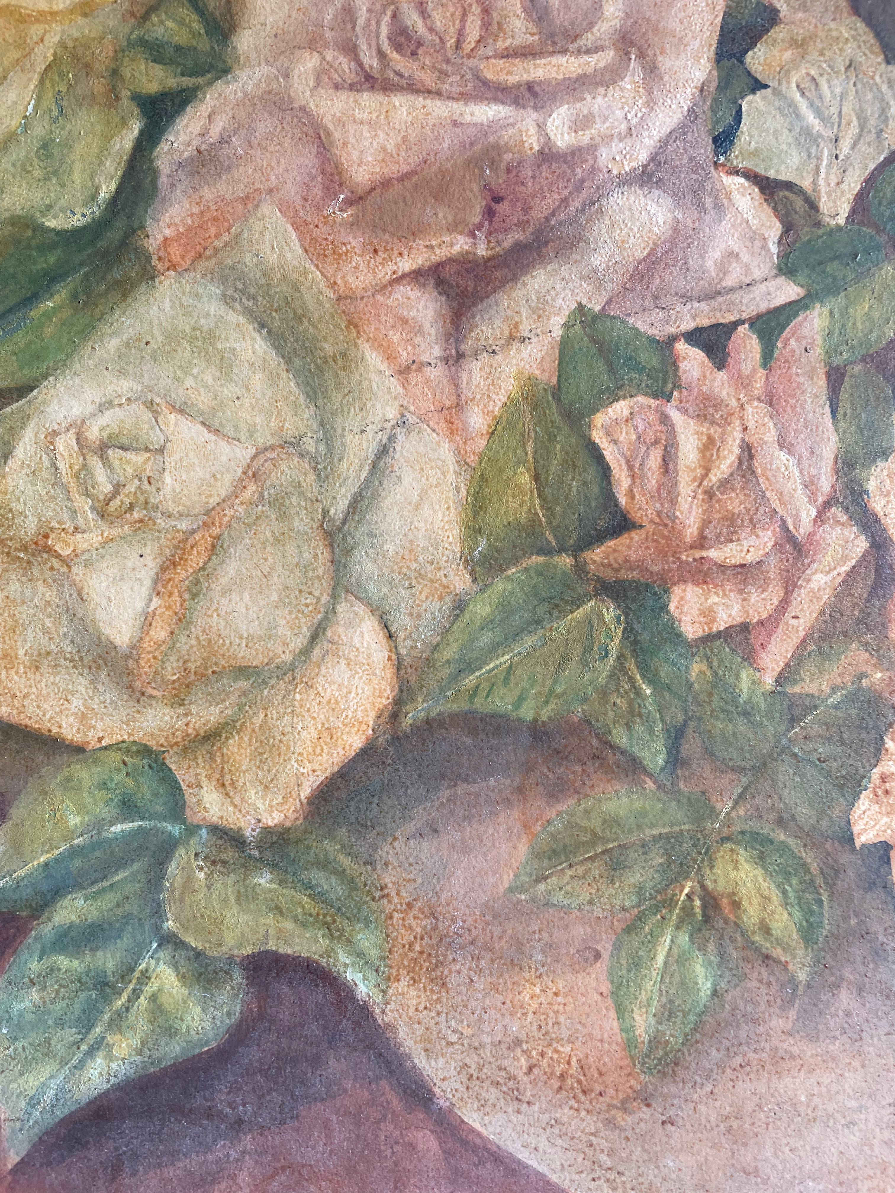 Muted Floral Still Life: Oil on CardBoard