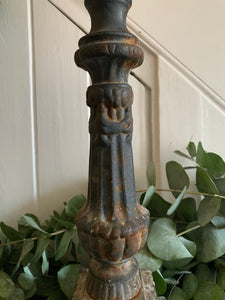 Large Rustic Cast Iron Candleholder  - Grey