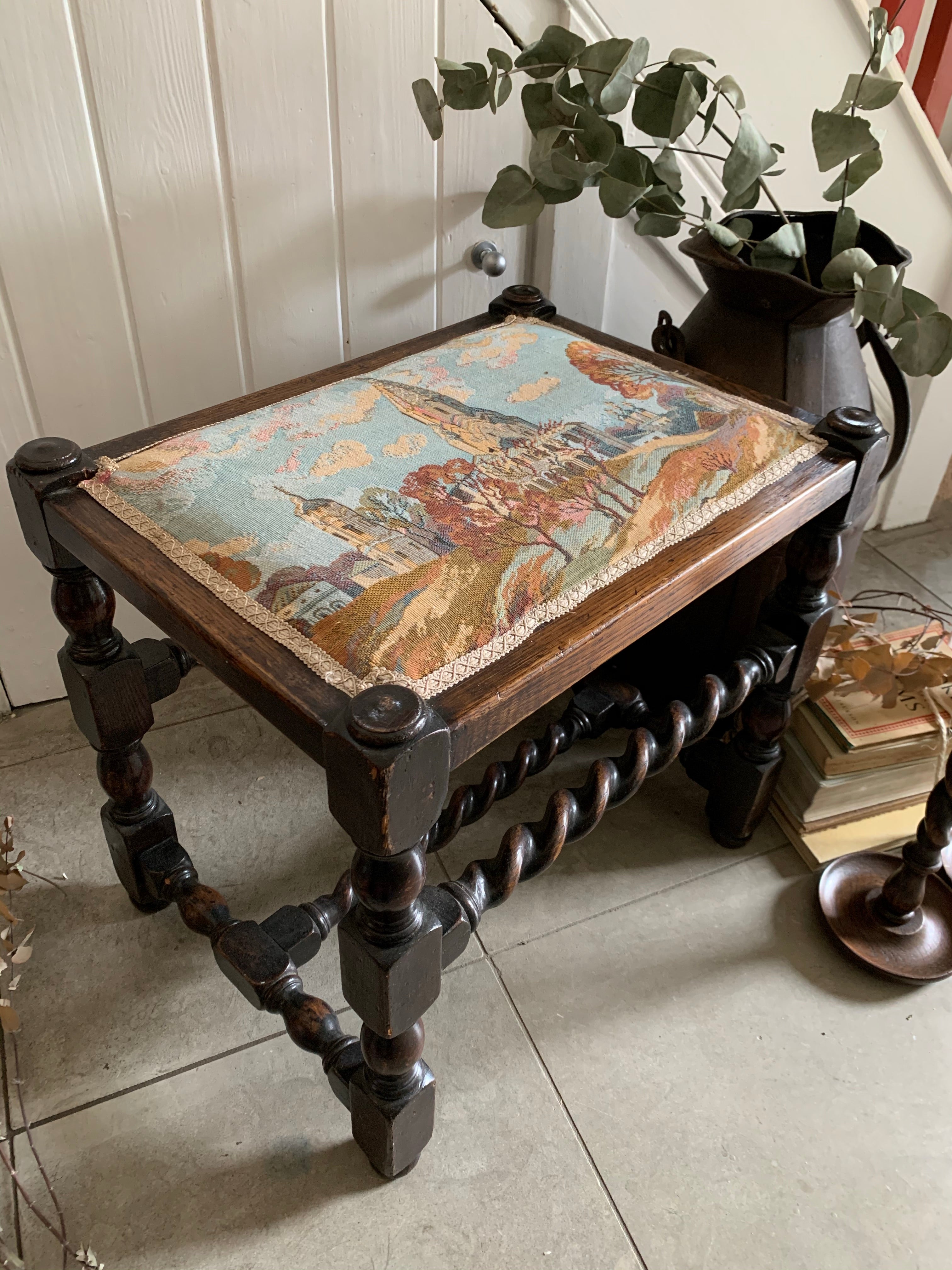 19th Century Tapestry Piano Stool
