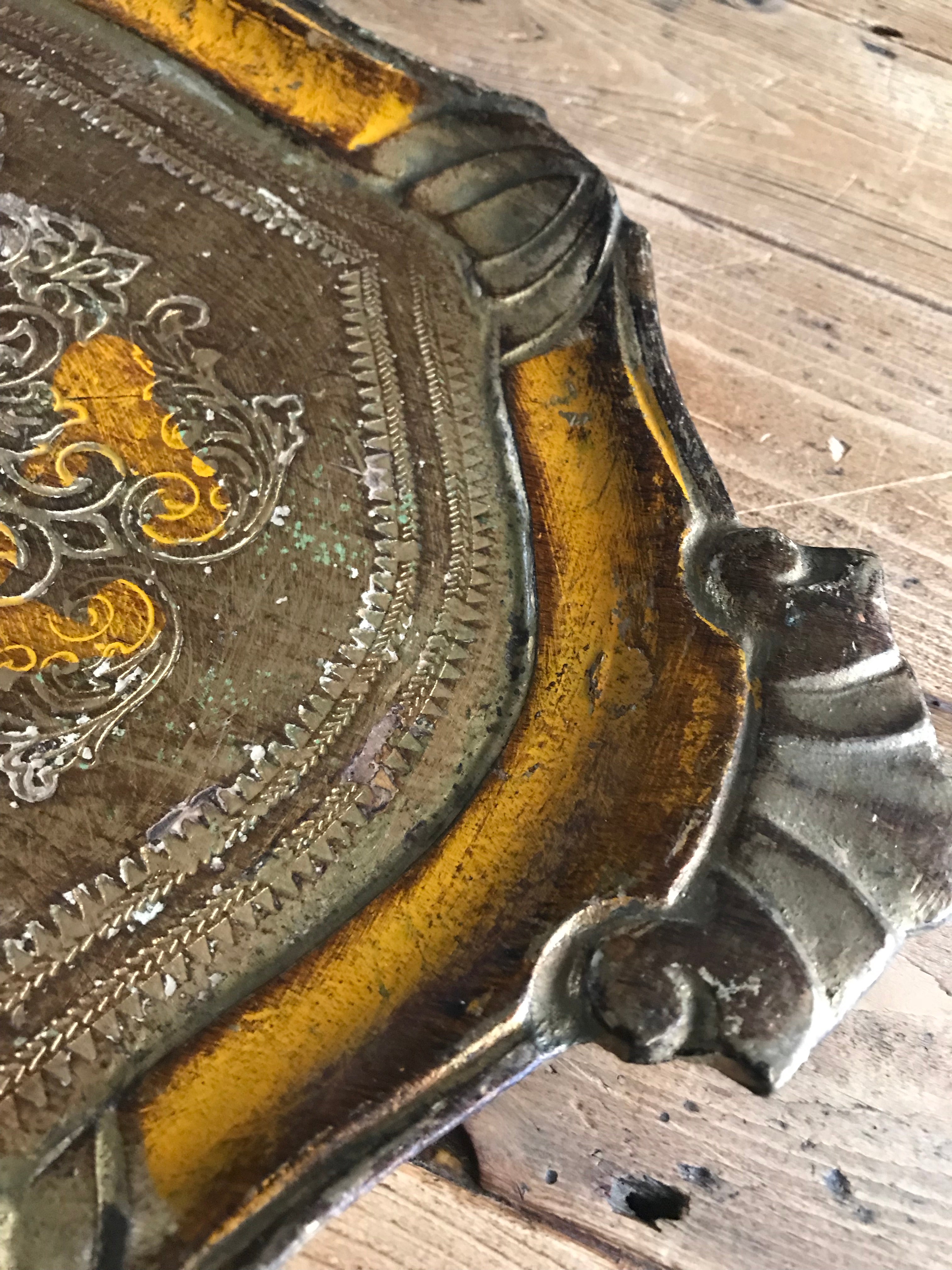 Yellow Florentine Gilt Tray