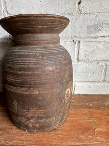 19th Century Tibetan Carved Wooden Curd Pot