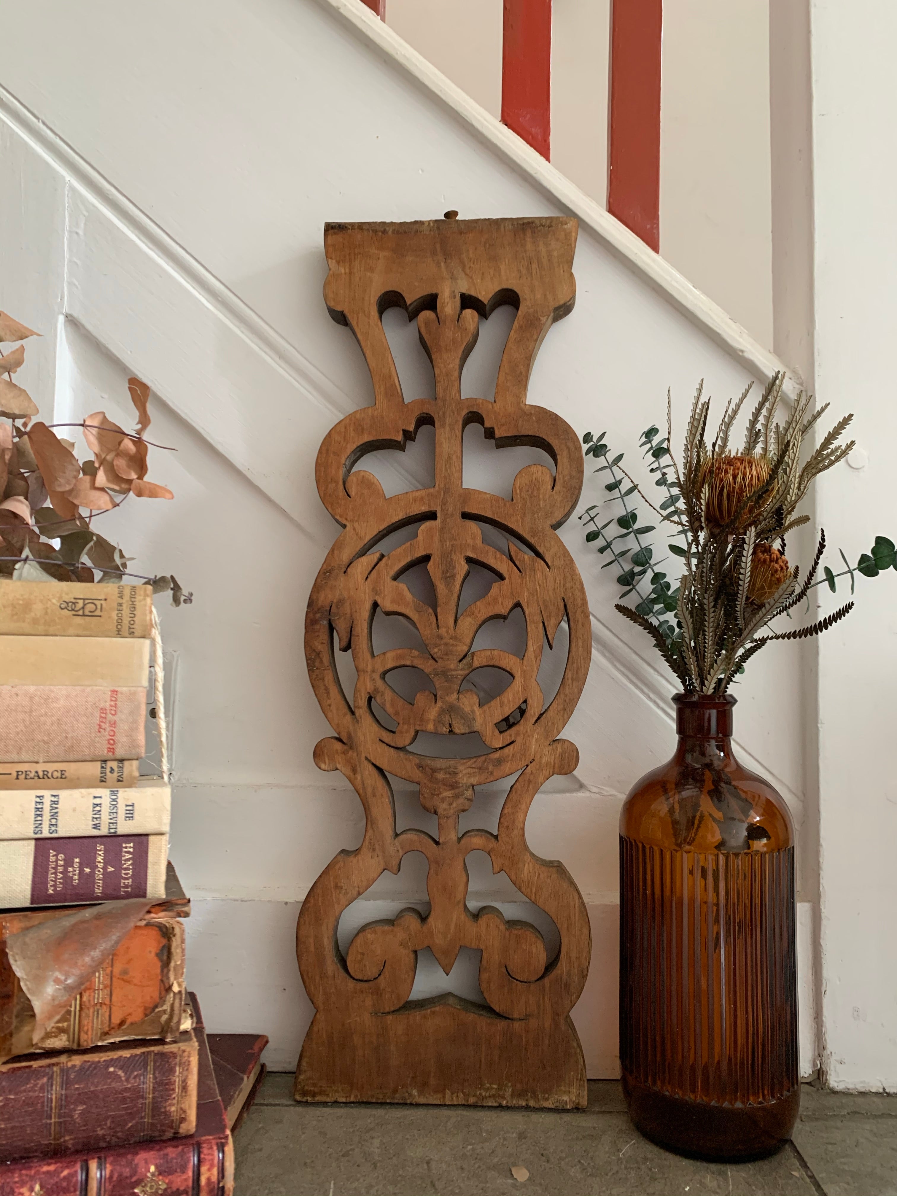 Hand-Carved Decorative Wood Panel