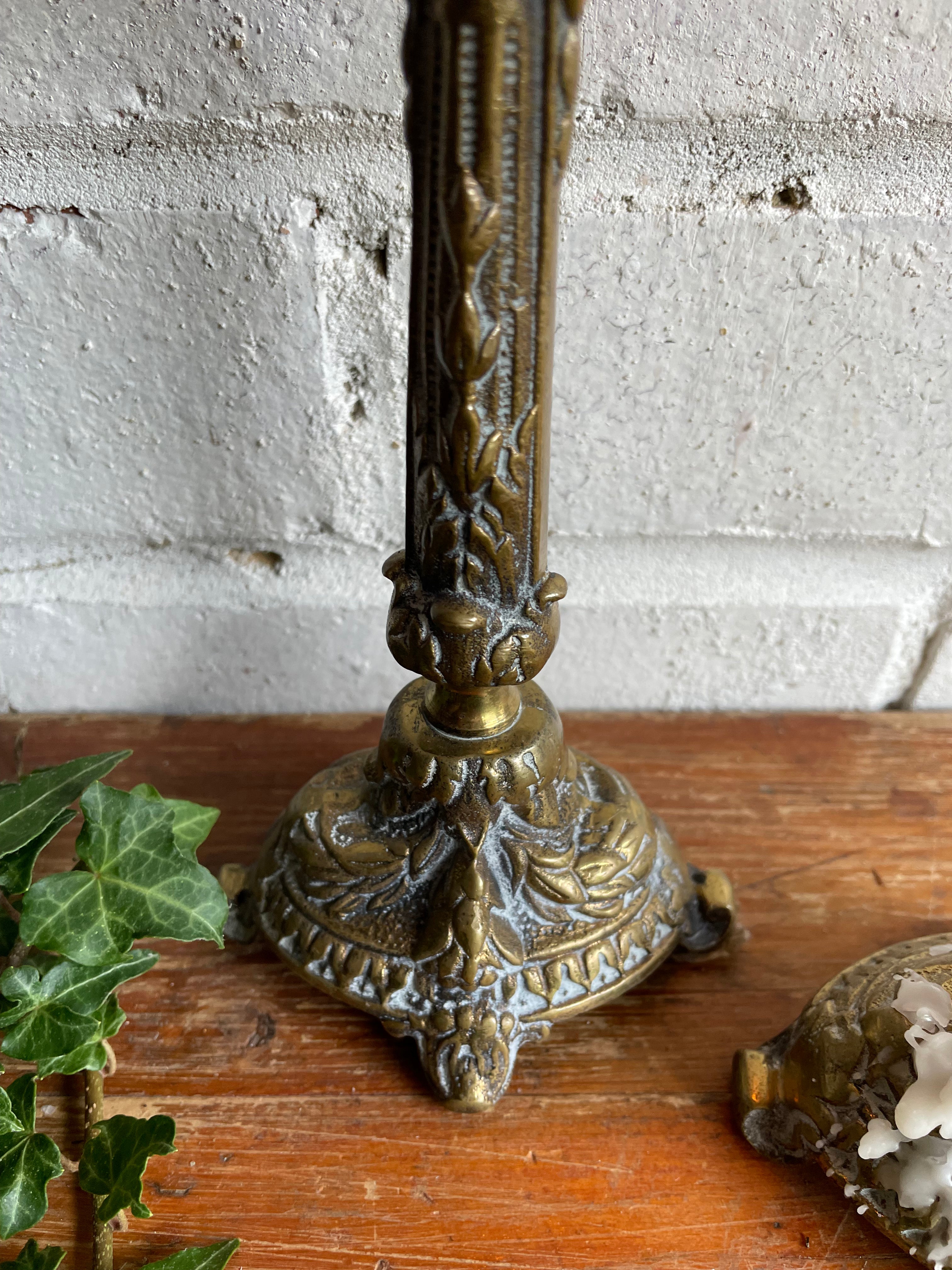Pair of Decorative Brass Candlesticks