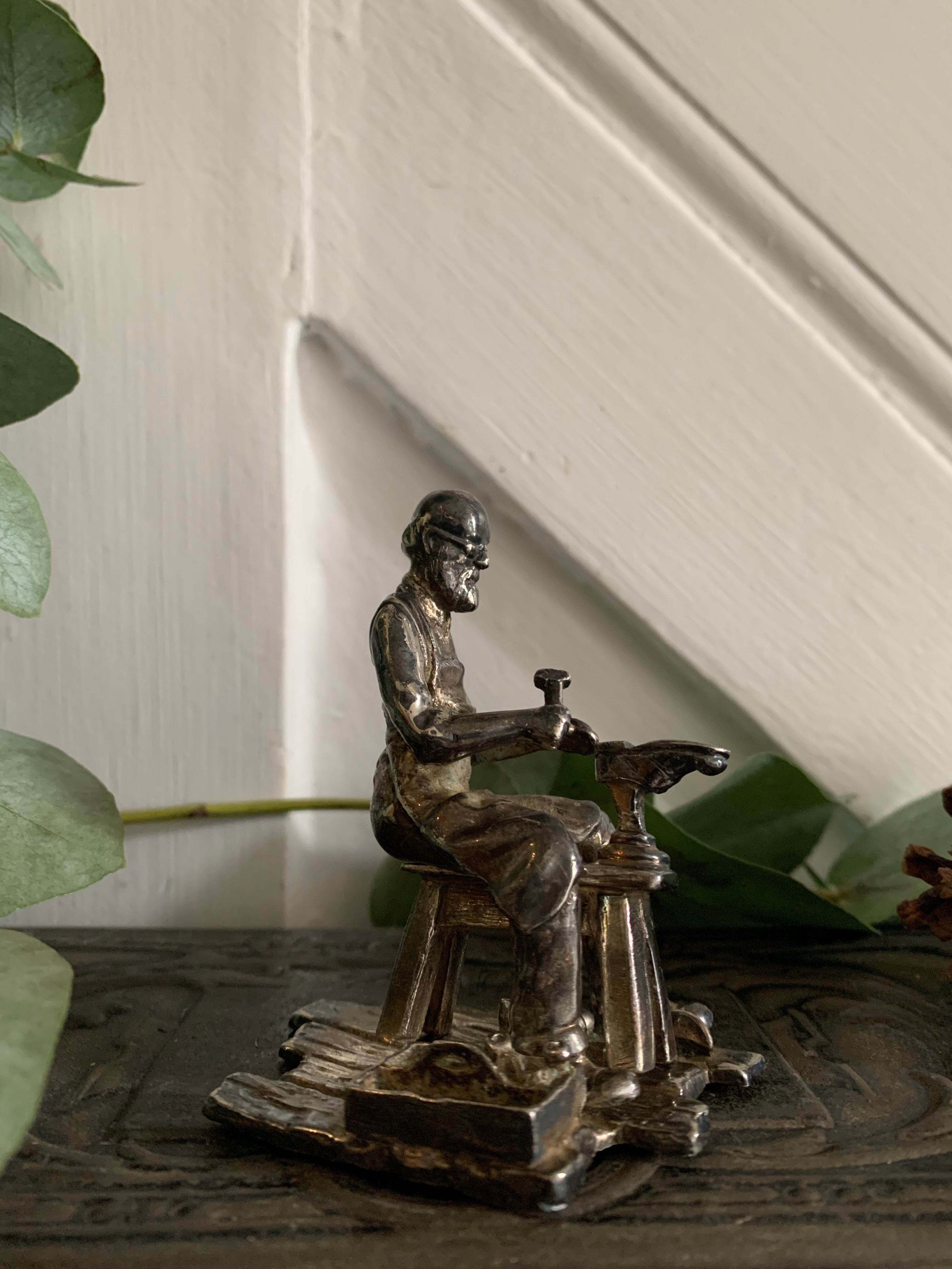 Little English Pewter Figurine -Shoemaker 