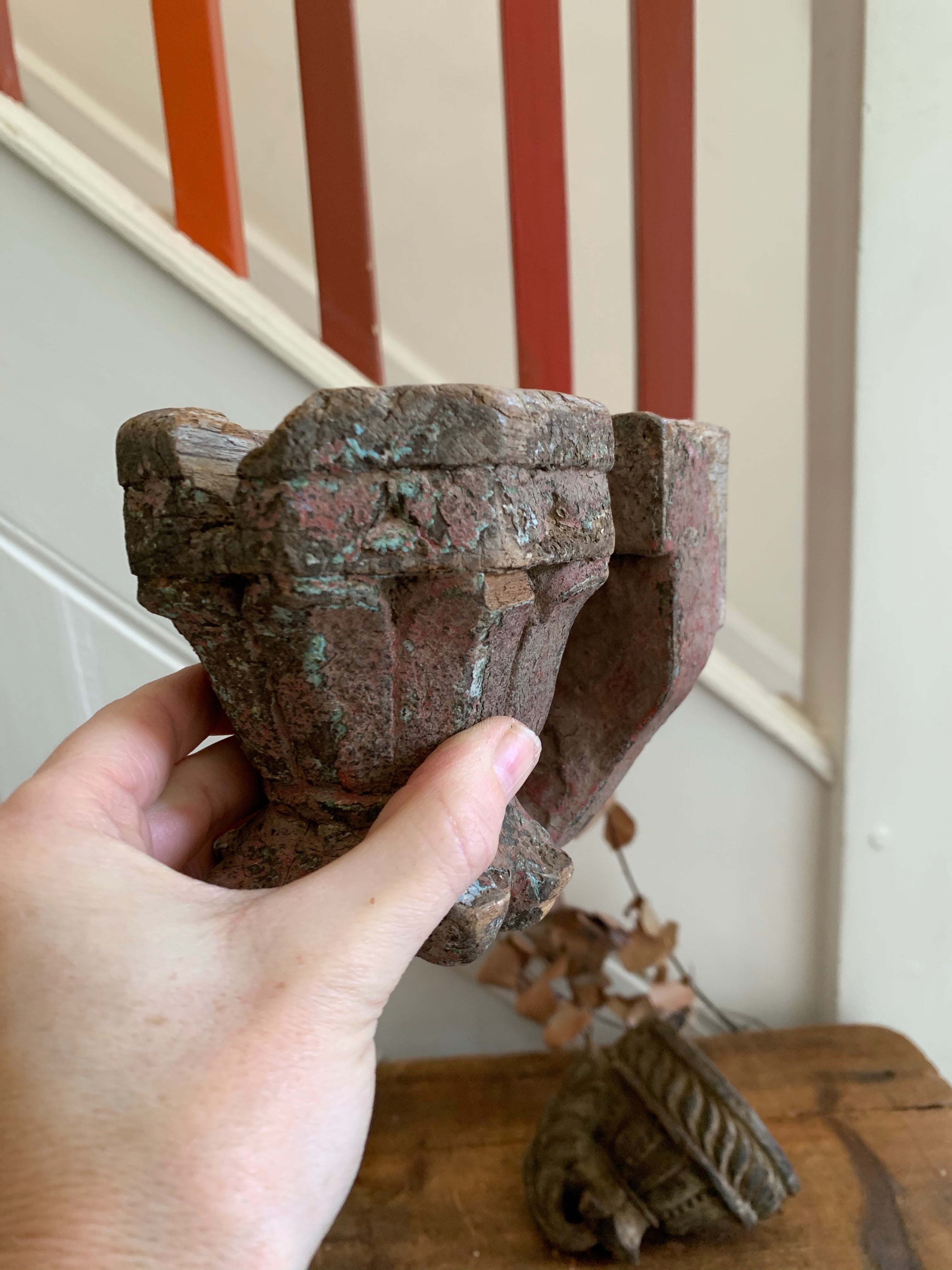 Wooden Carved Antique Candle Bracket 2