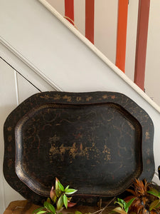 Antique Chinoisserie Papier Mache Tray