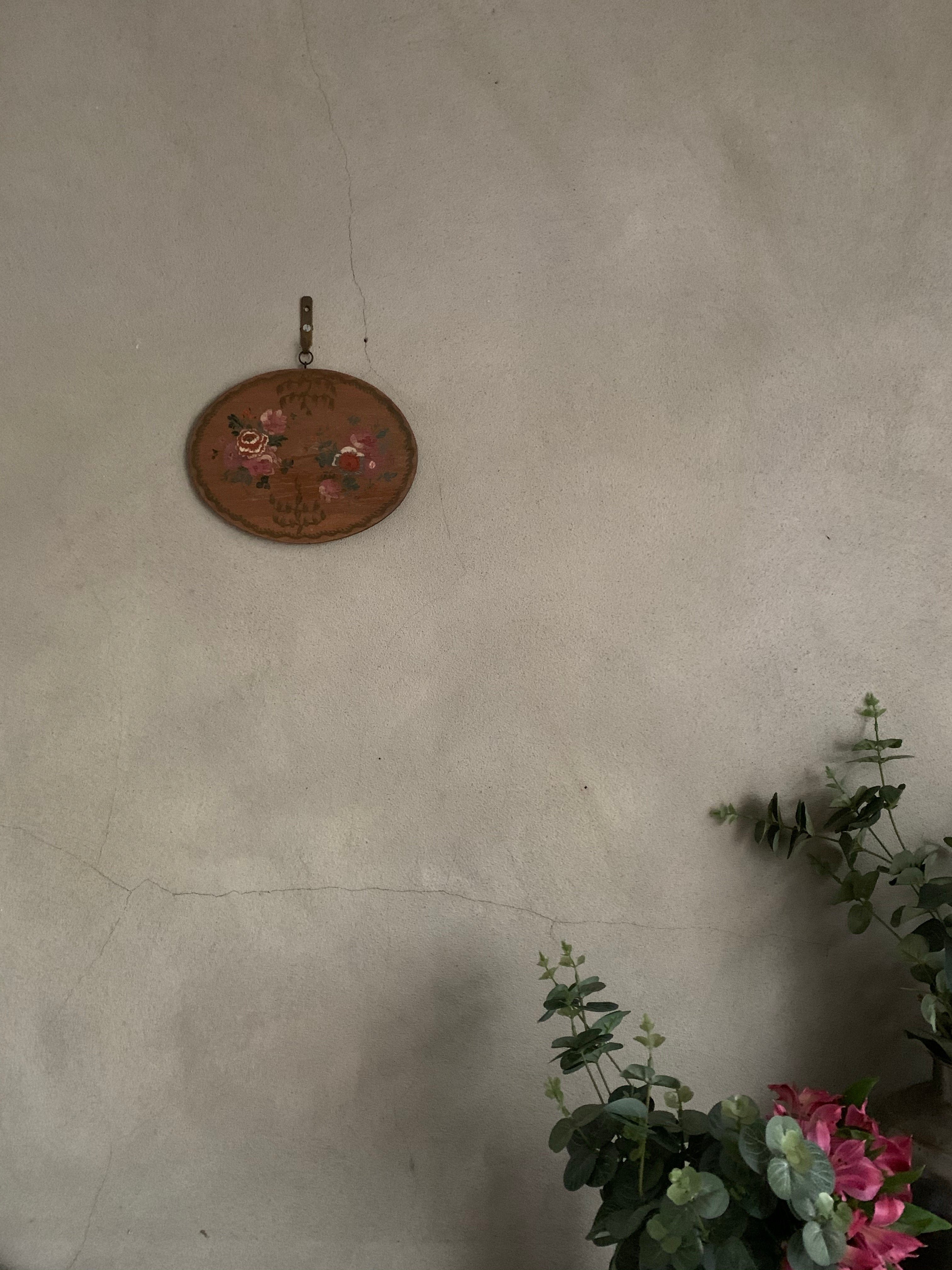 Mini Oval Floral Antique Oil on Wood