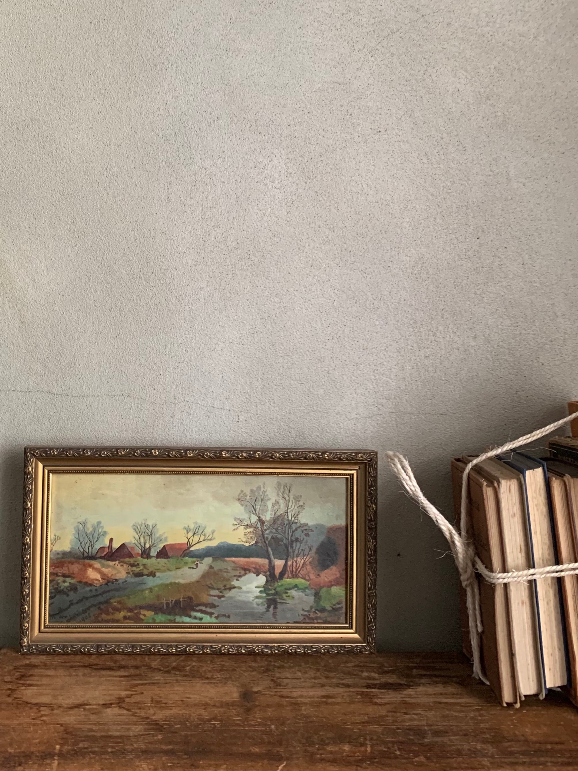A Landscape at Dusk: Antique Oil, signed and dated 1902