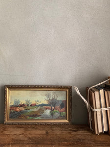 A Landscape at Dusk: Antique Oil, signed and dated 1902