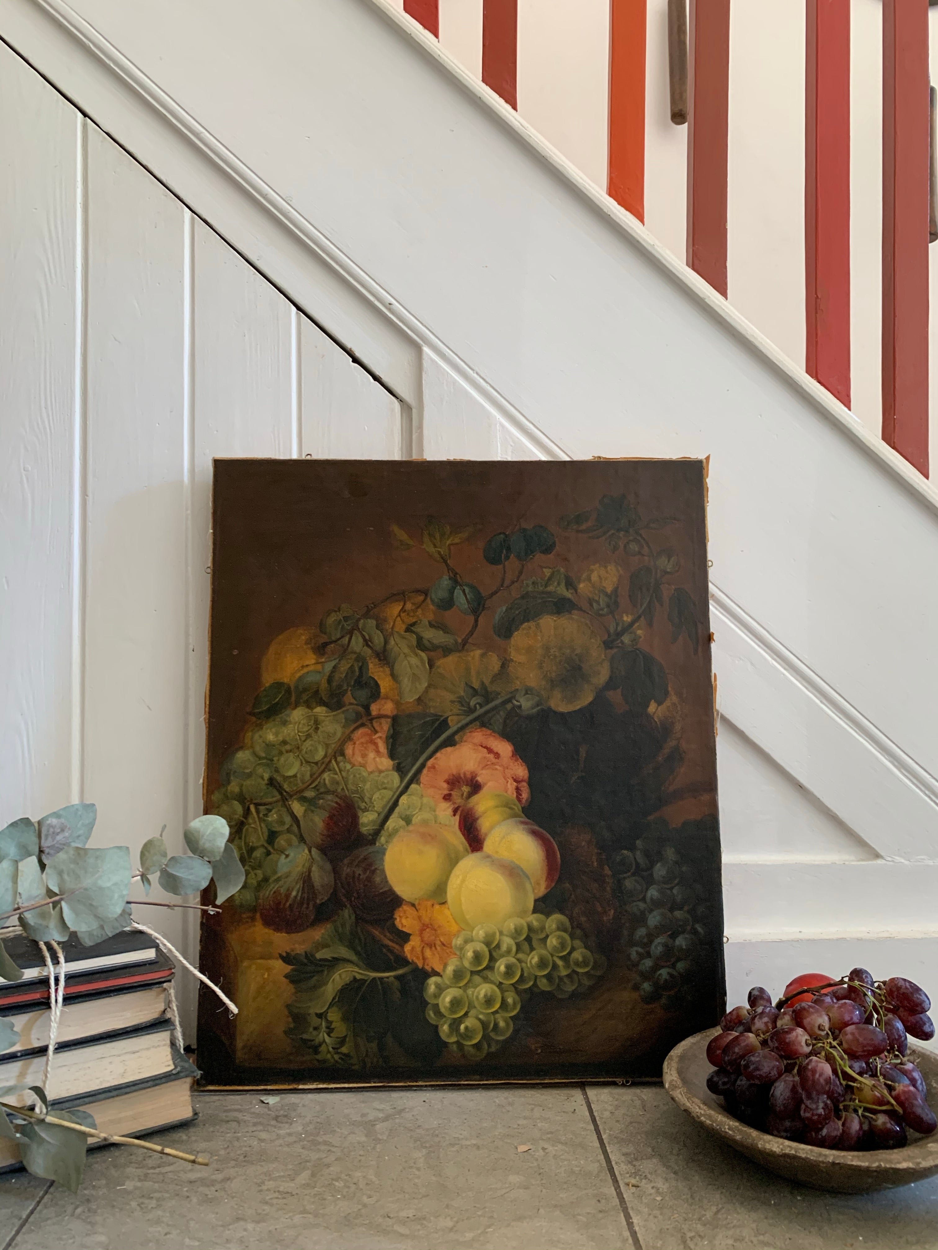 Abundance of Fruit & Flowers: Old Still Life Print