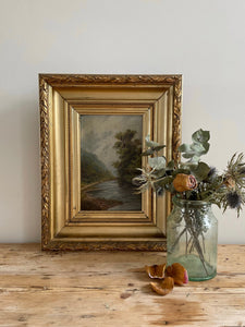 Moody Landscape: Gilt Framed Oil on Canvas