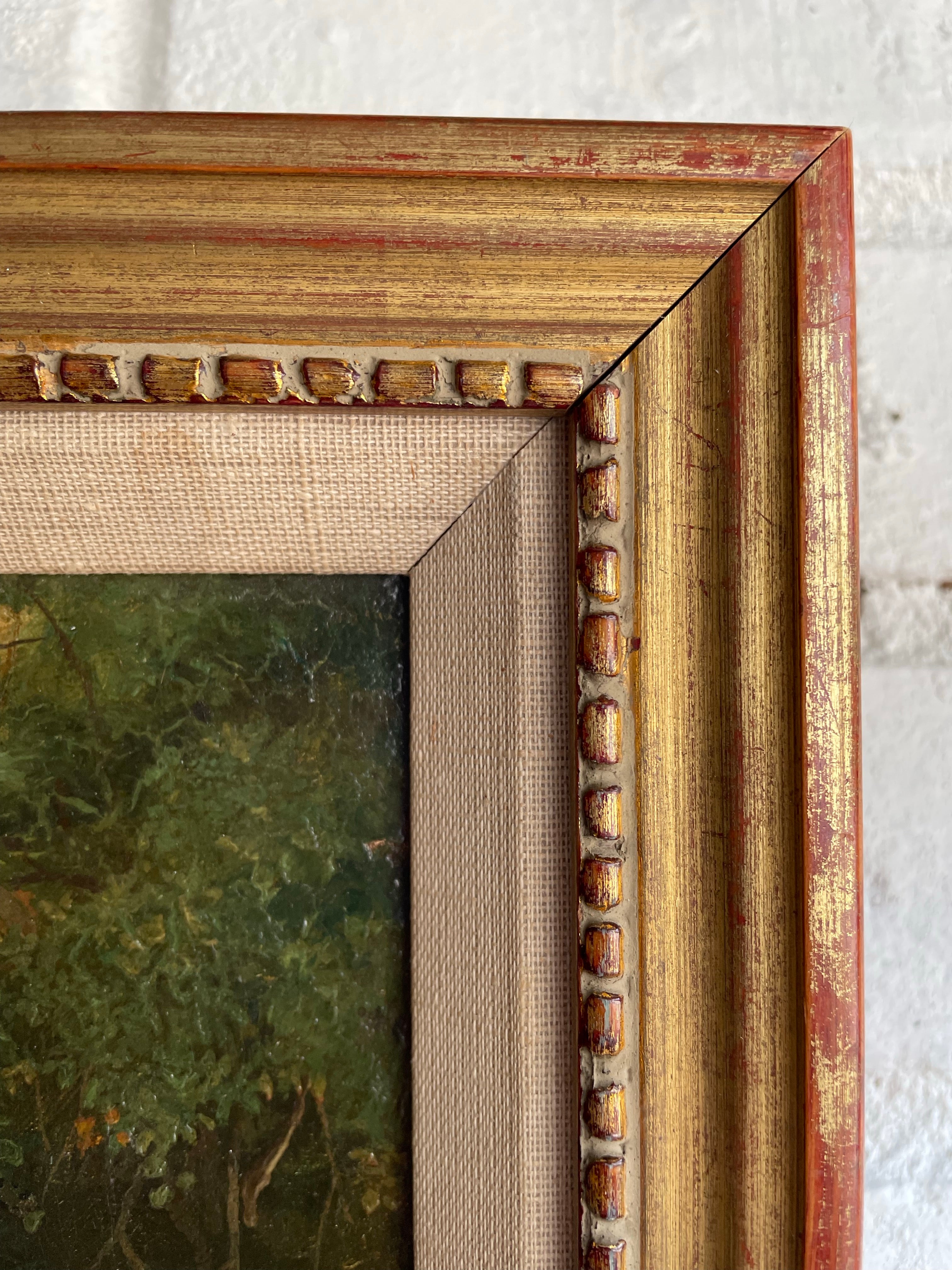 Apple Picking: 19th Century Oil on Canvas