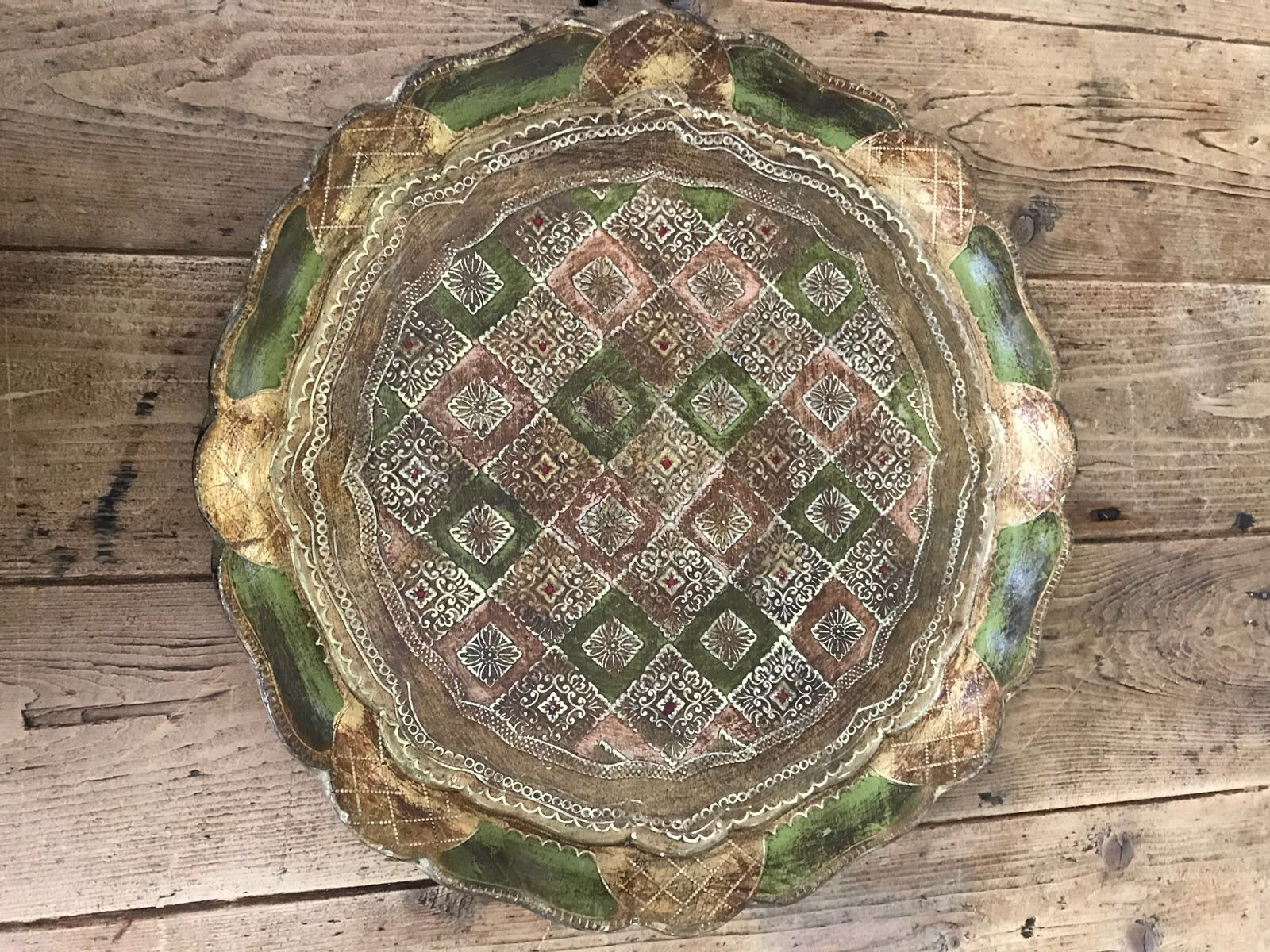 Olive Green Florentine Gilt Tray