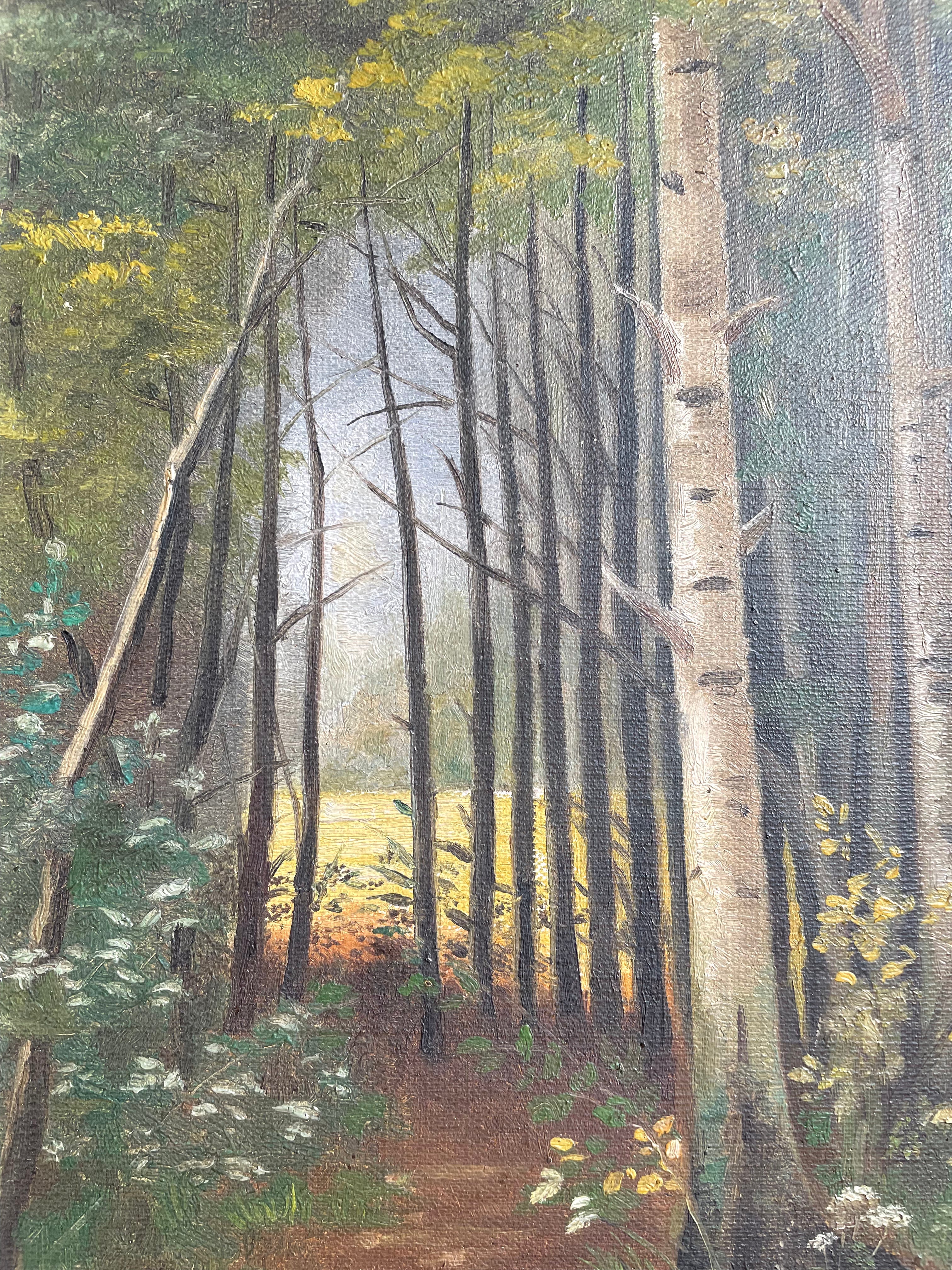 Small Moody Landscape: Gilt Framed Oil on Canvas
