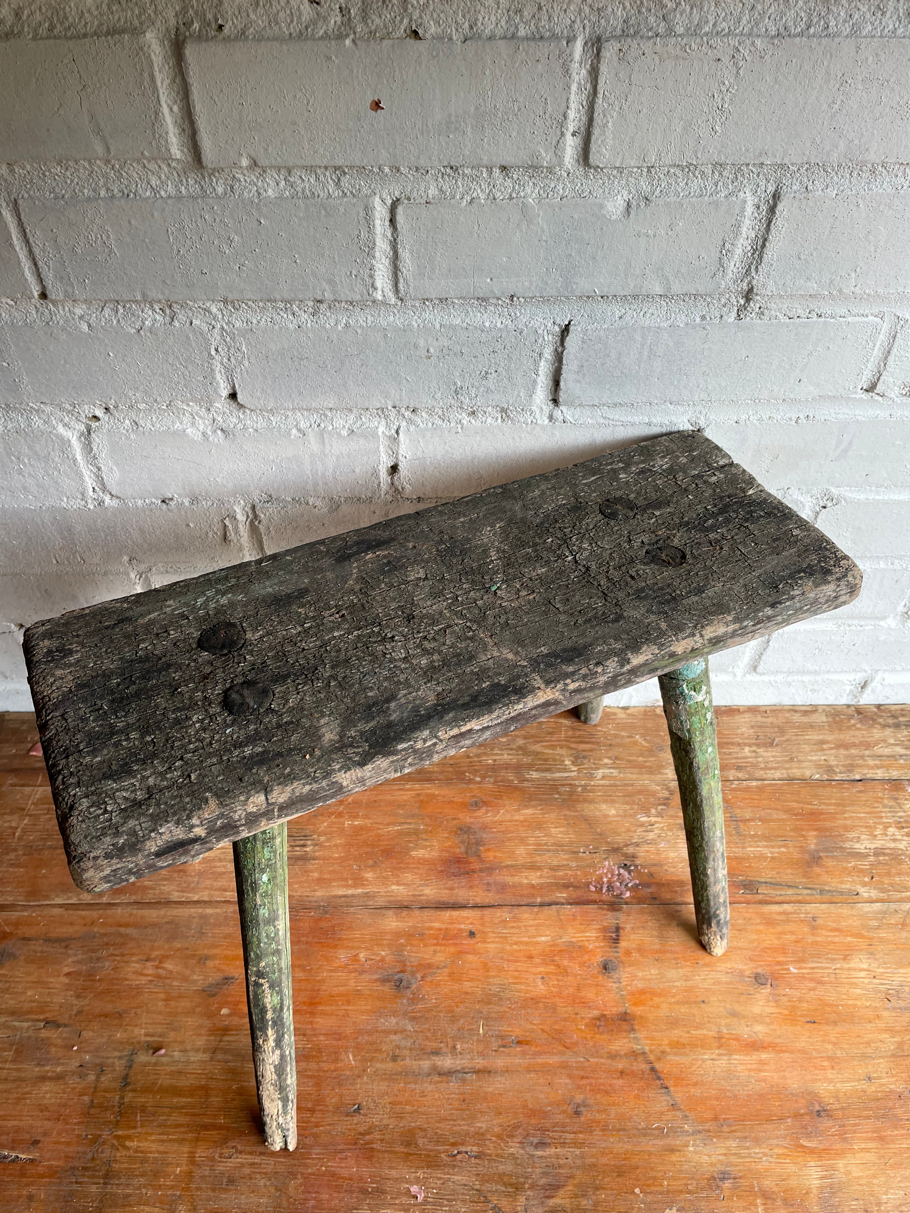 Rustic Green Stool