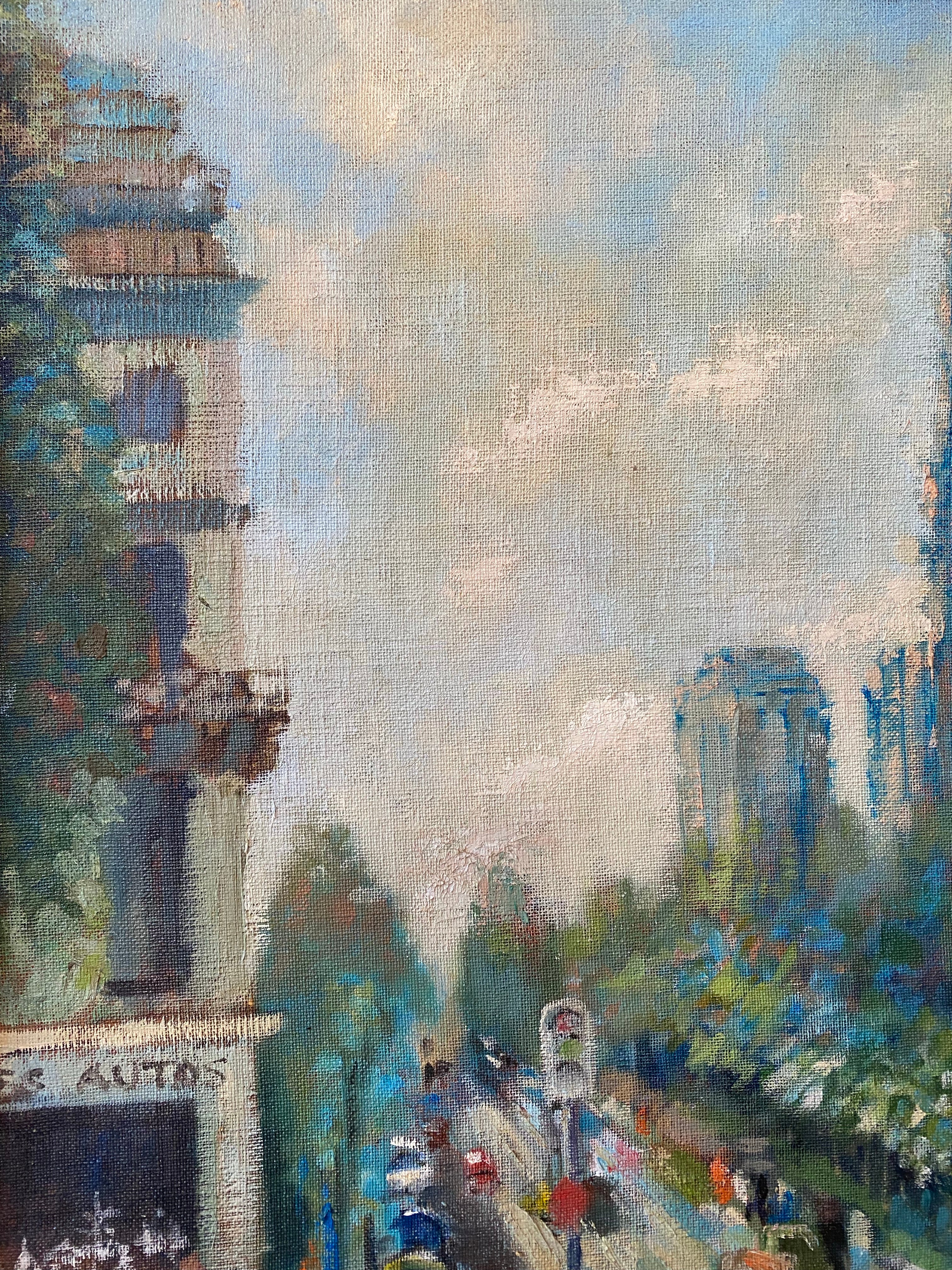 Notre Dame: Oil on Hessian
