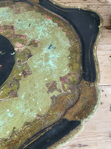 Florentine Tray with black and green florals