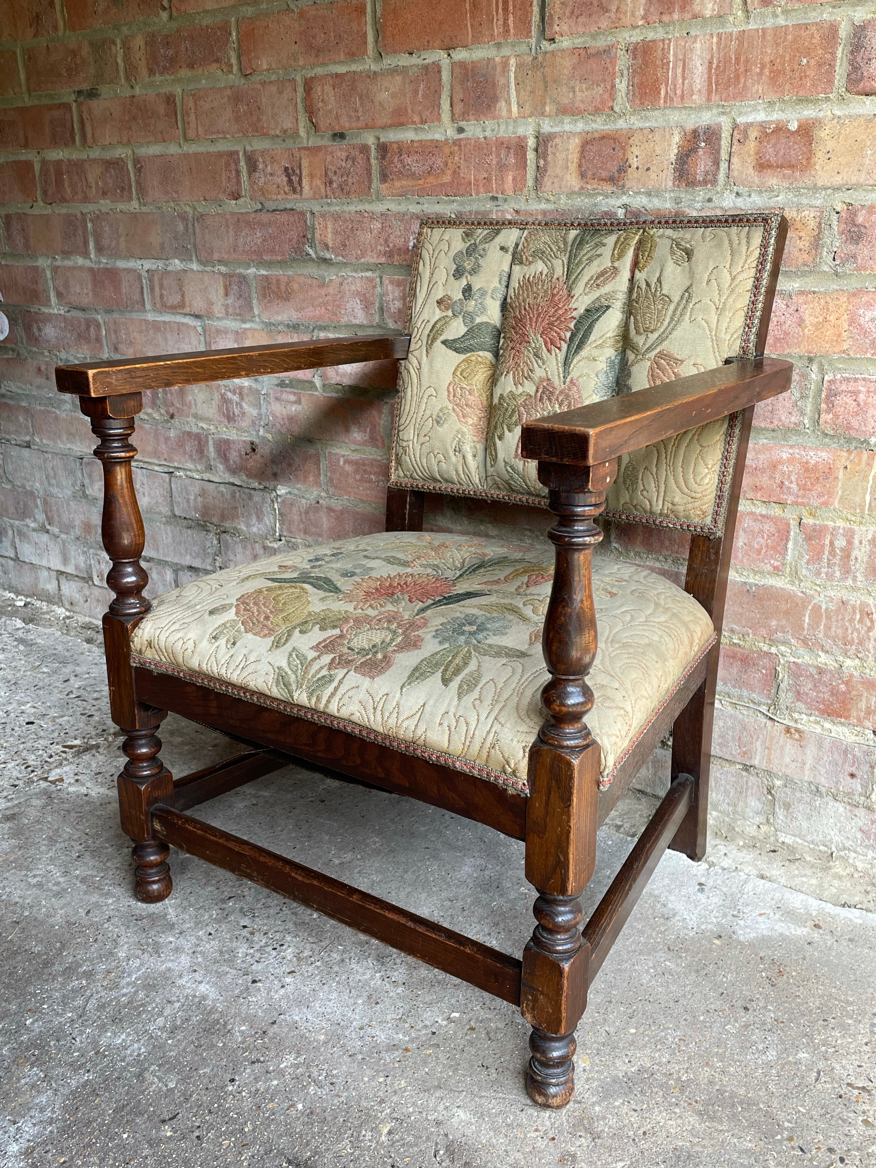 Victorian Low Chair with Original Embroidered Fabric