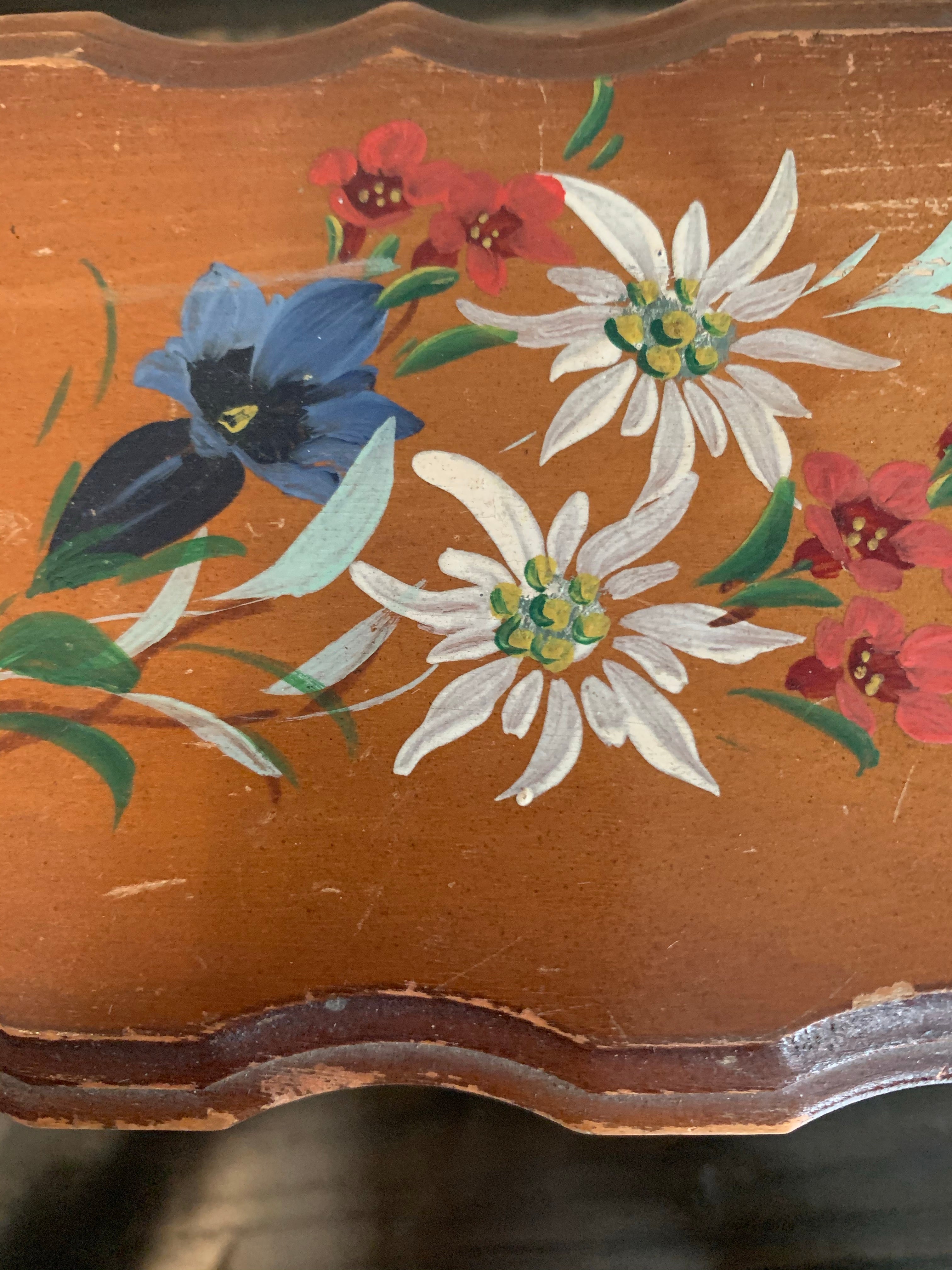 1930s little floral wooden box